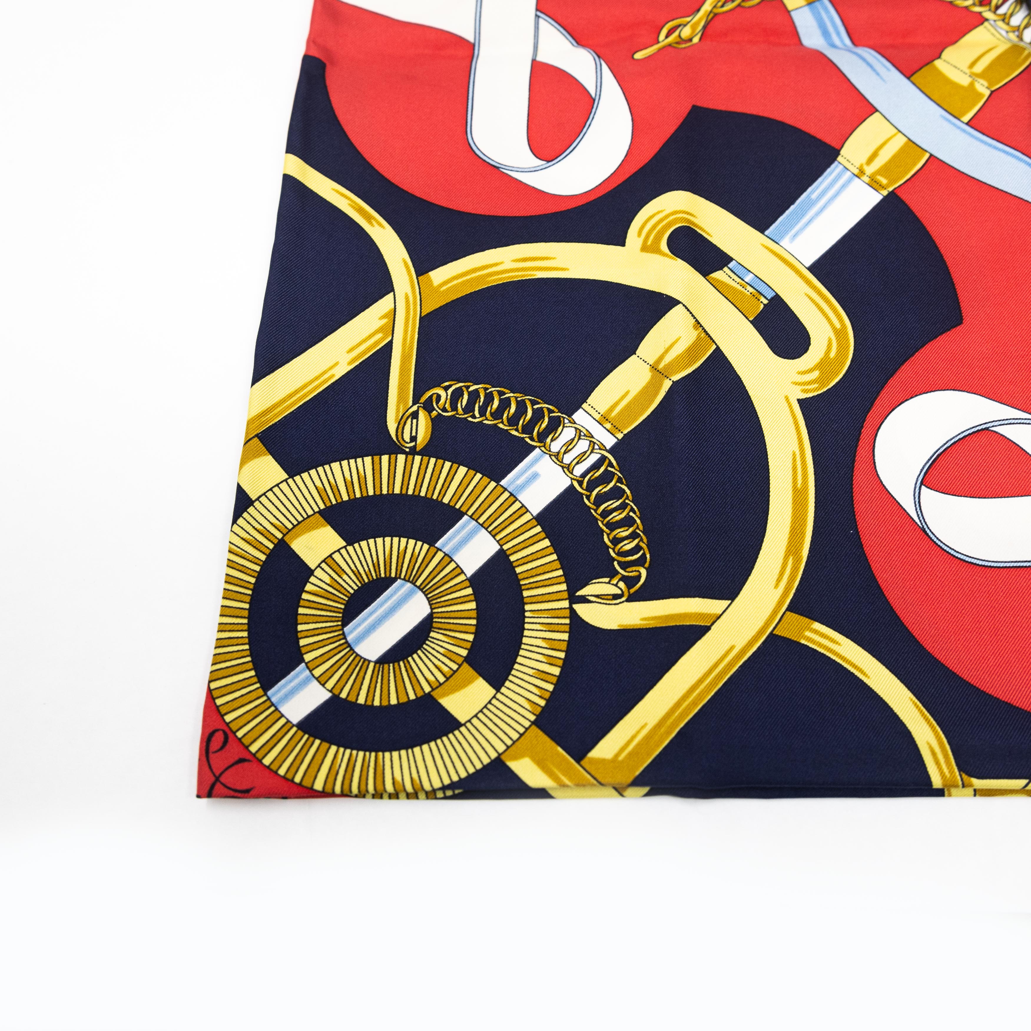 Hermes Eperon D'or Navy Scarf 90