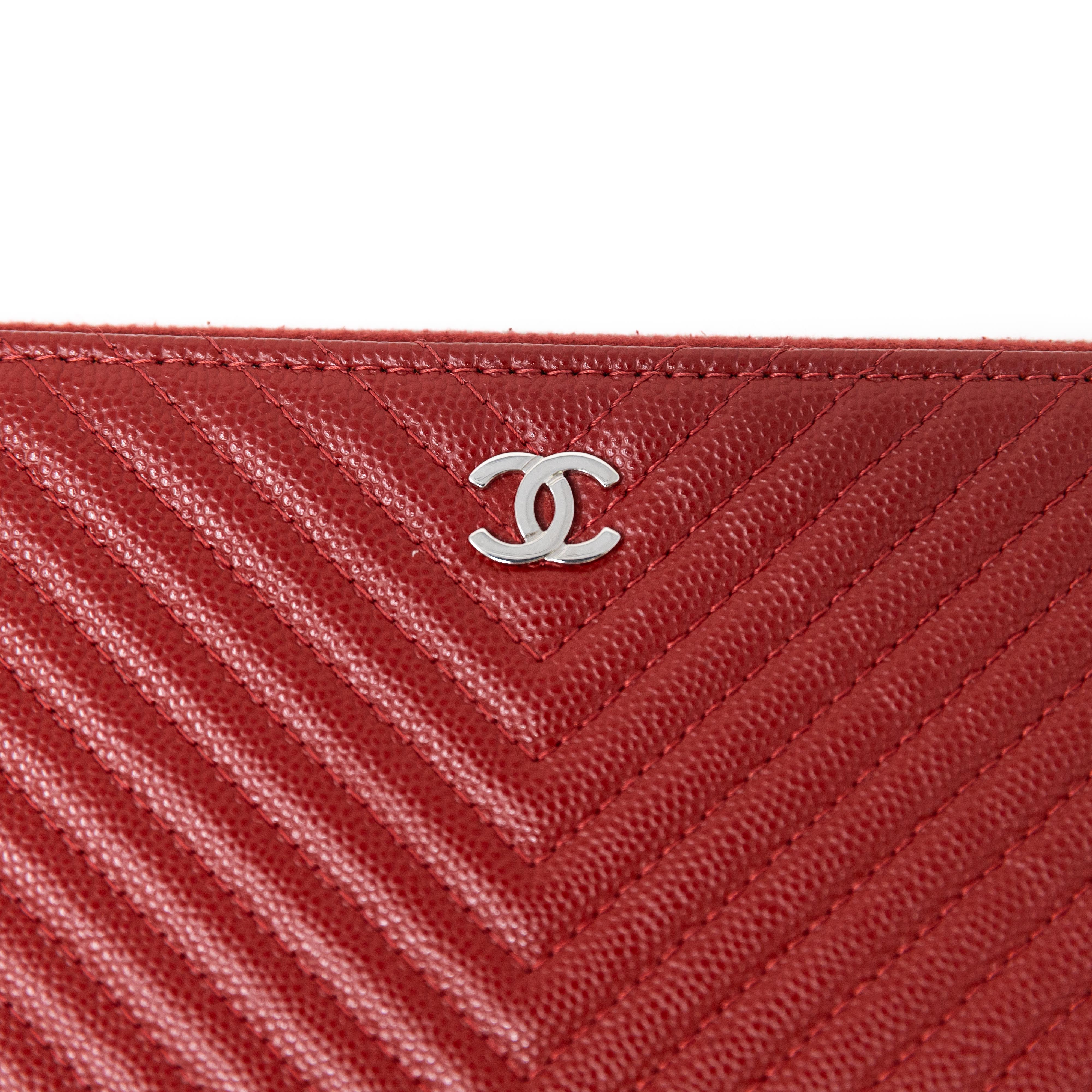 Chanel Red Medium O Case Pouch