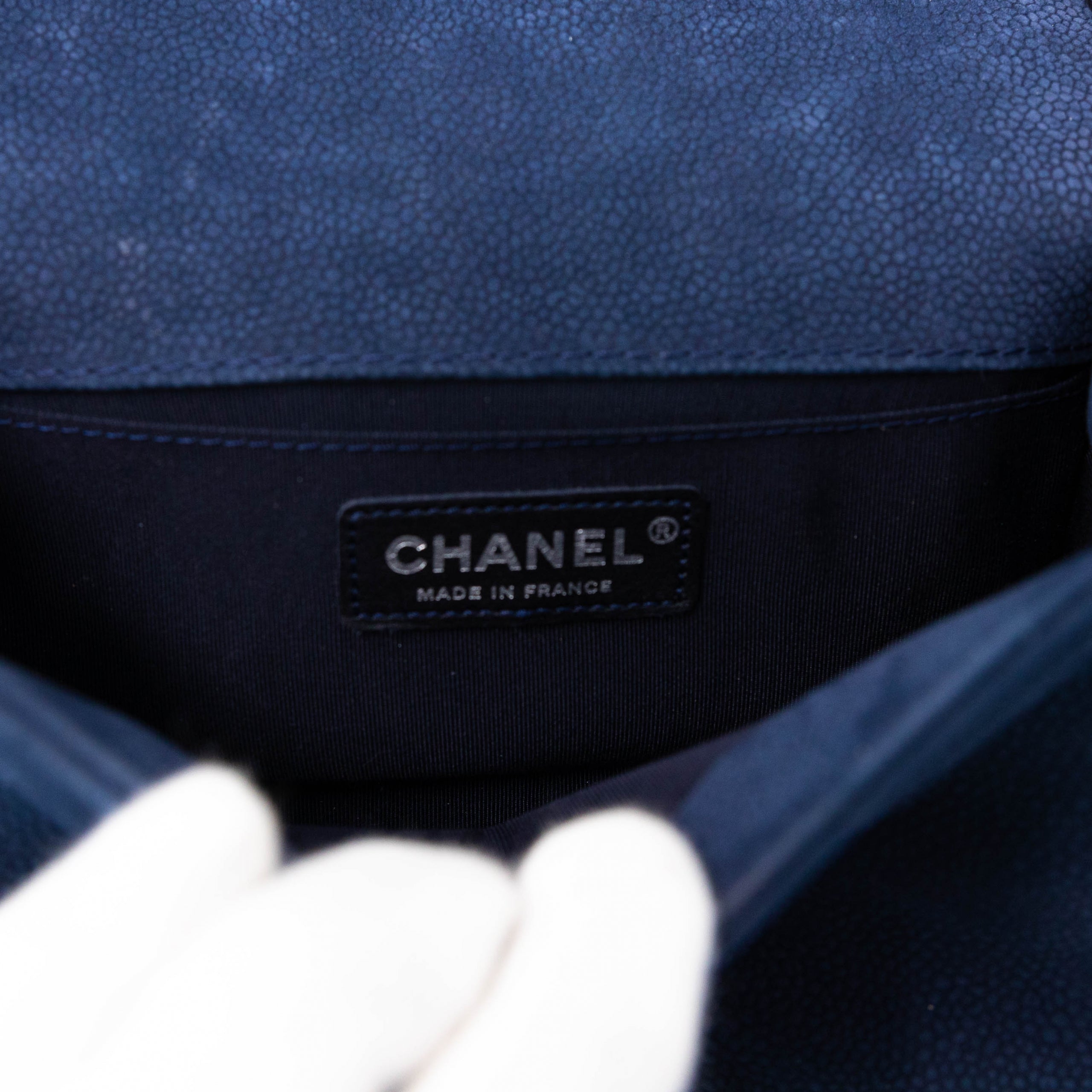Chanel Blue Suede Small Boy Bag