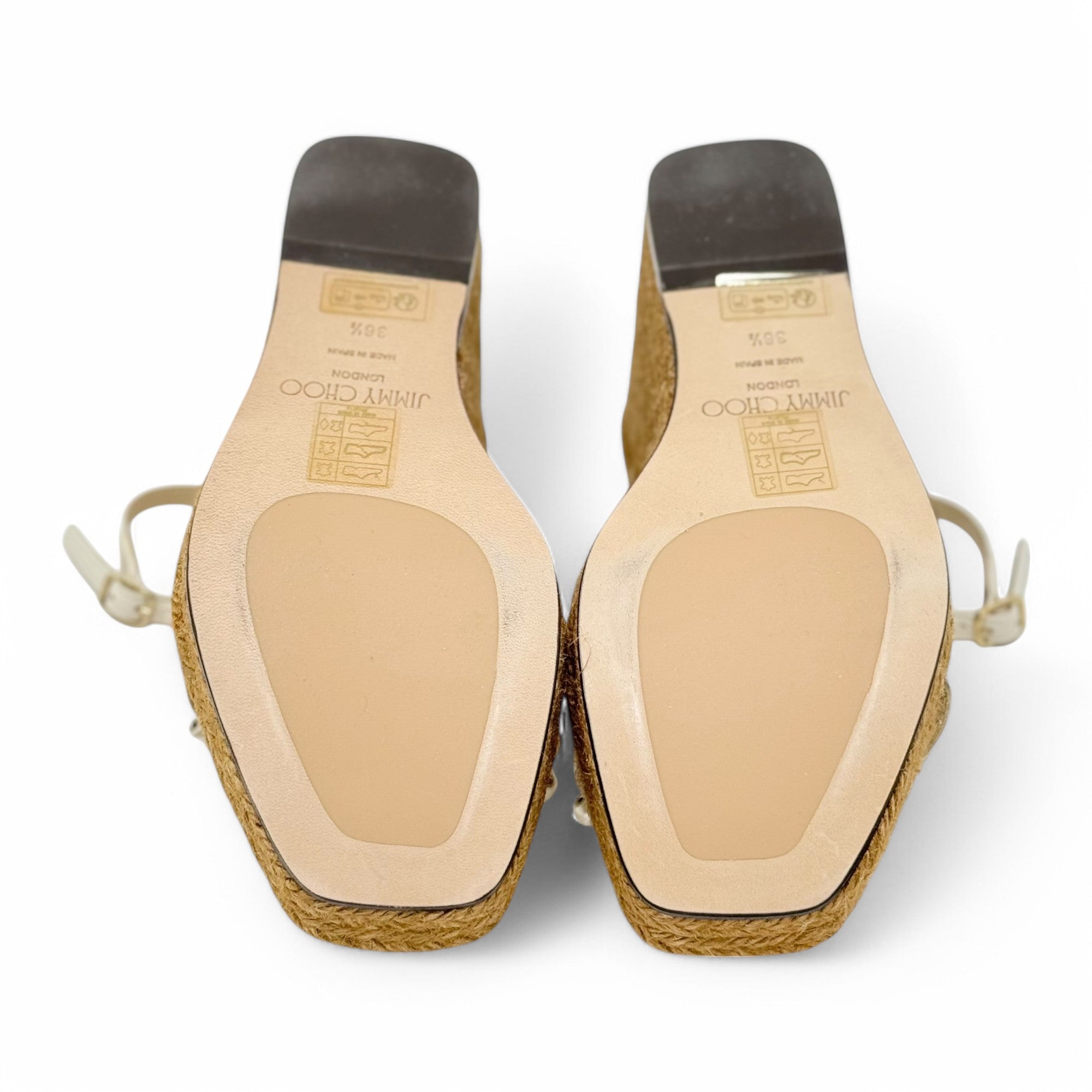 Jimmy Choo Latte Amatuus Wedge Sandals 36.5