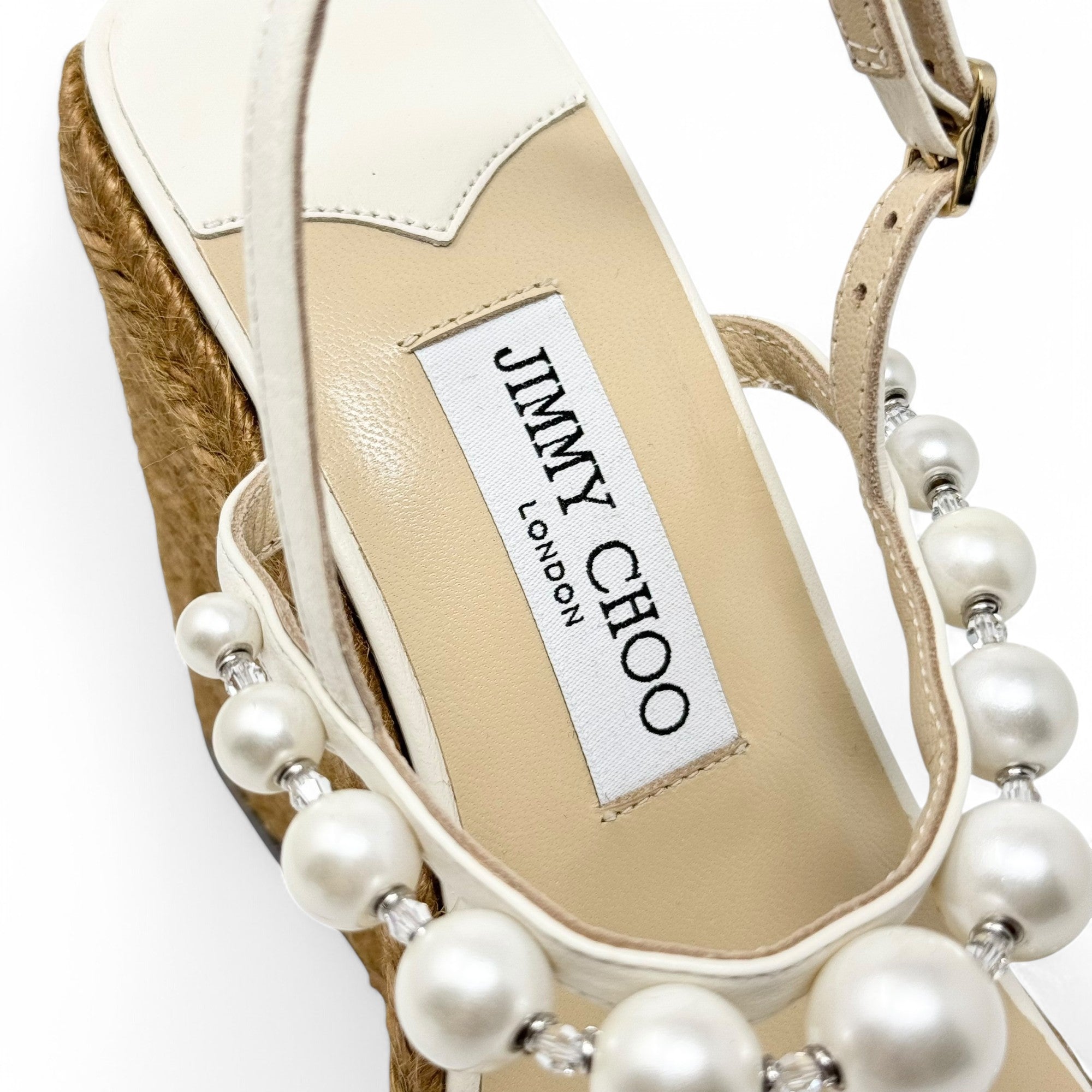 Jimmy Choo Latte Amatuus Wedge Sandals 36.5