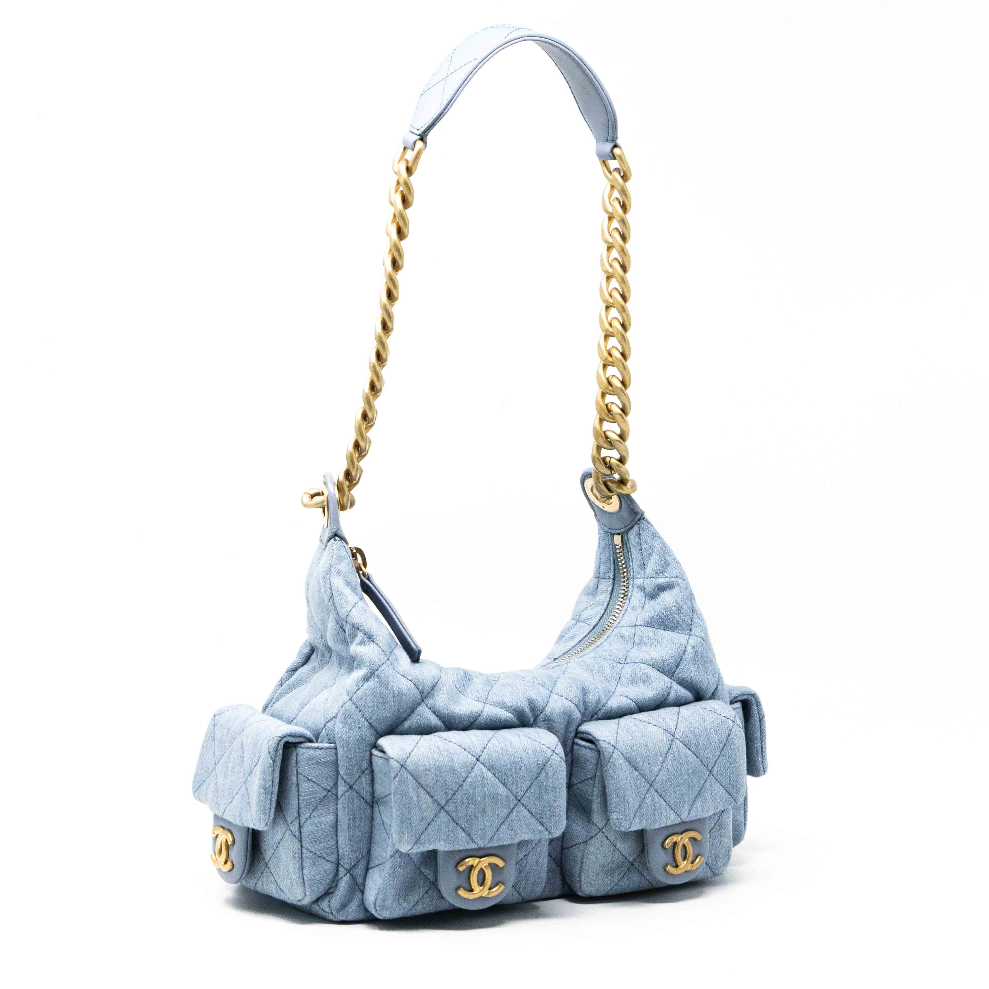 Chanel Blue Denim Hobo Bag