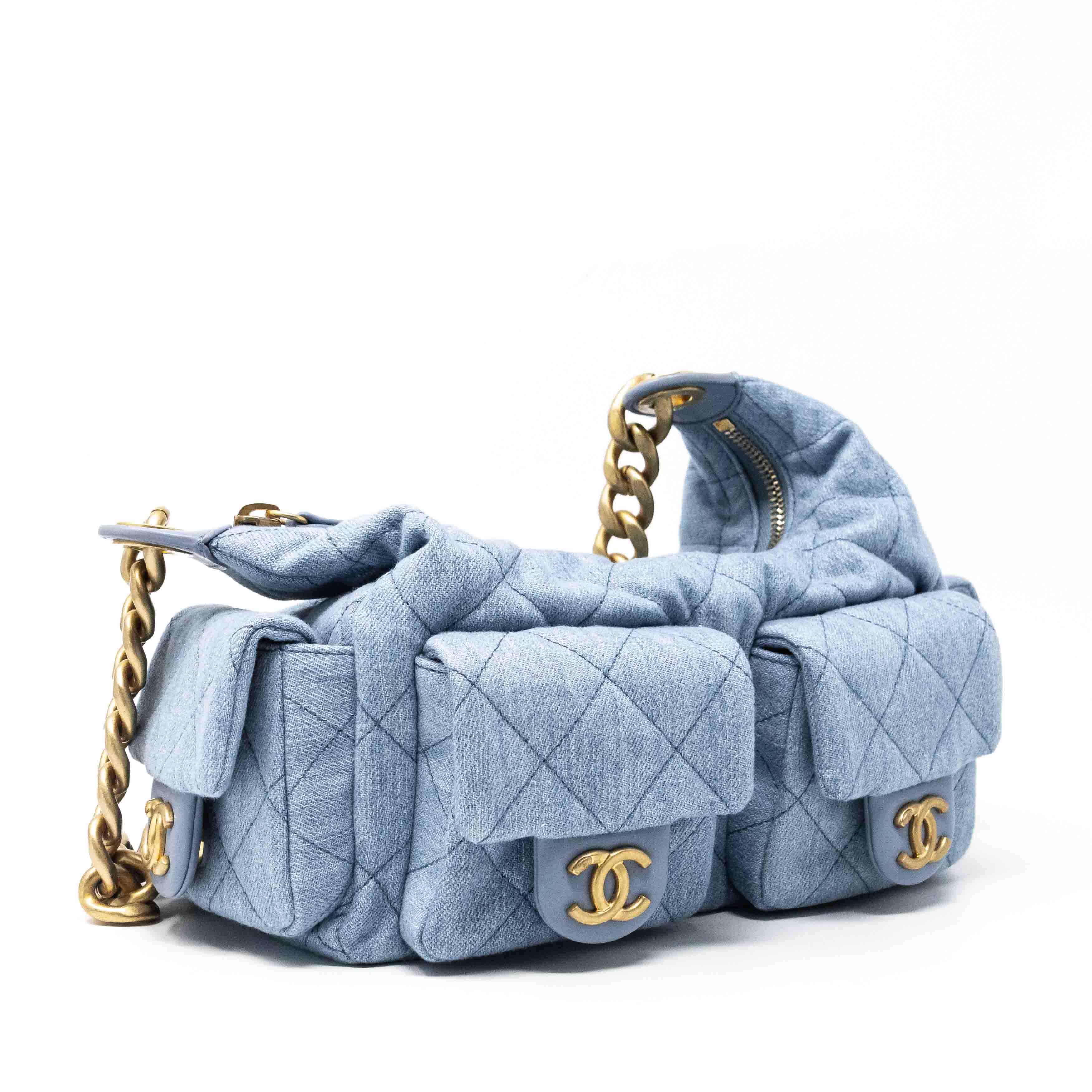 Chanel Blue Denim Hobo Bag