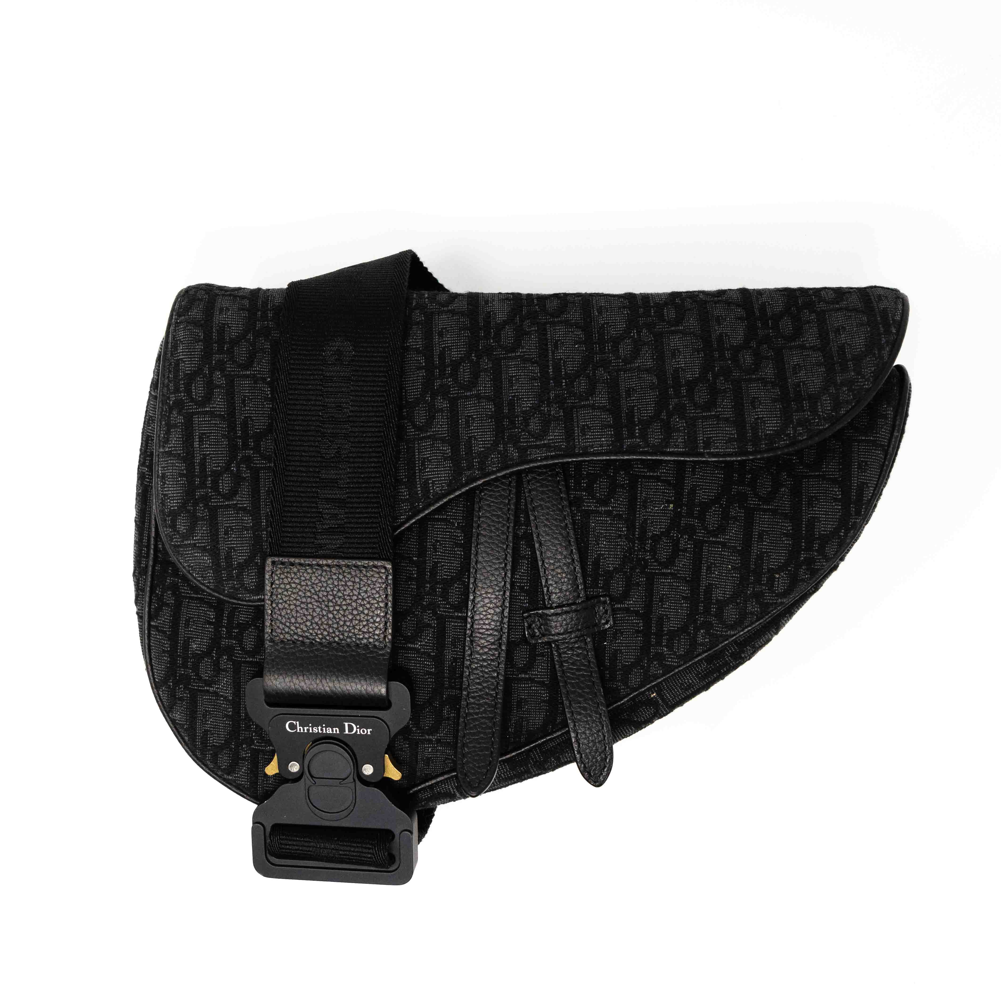 Dior Black Oblique Jacquard Saddle Bag