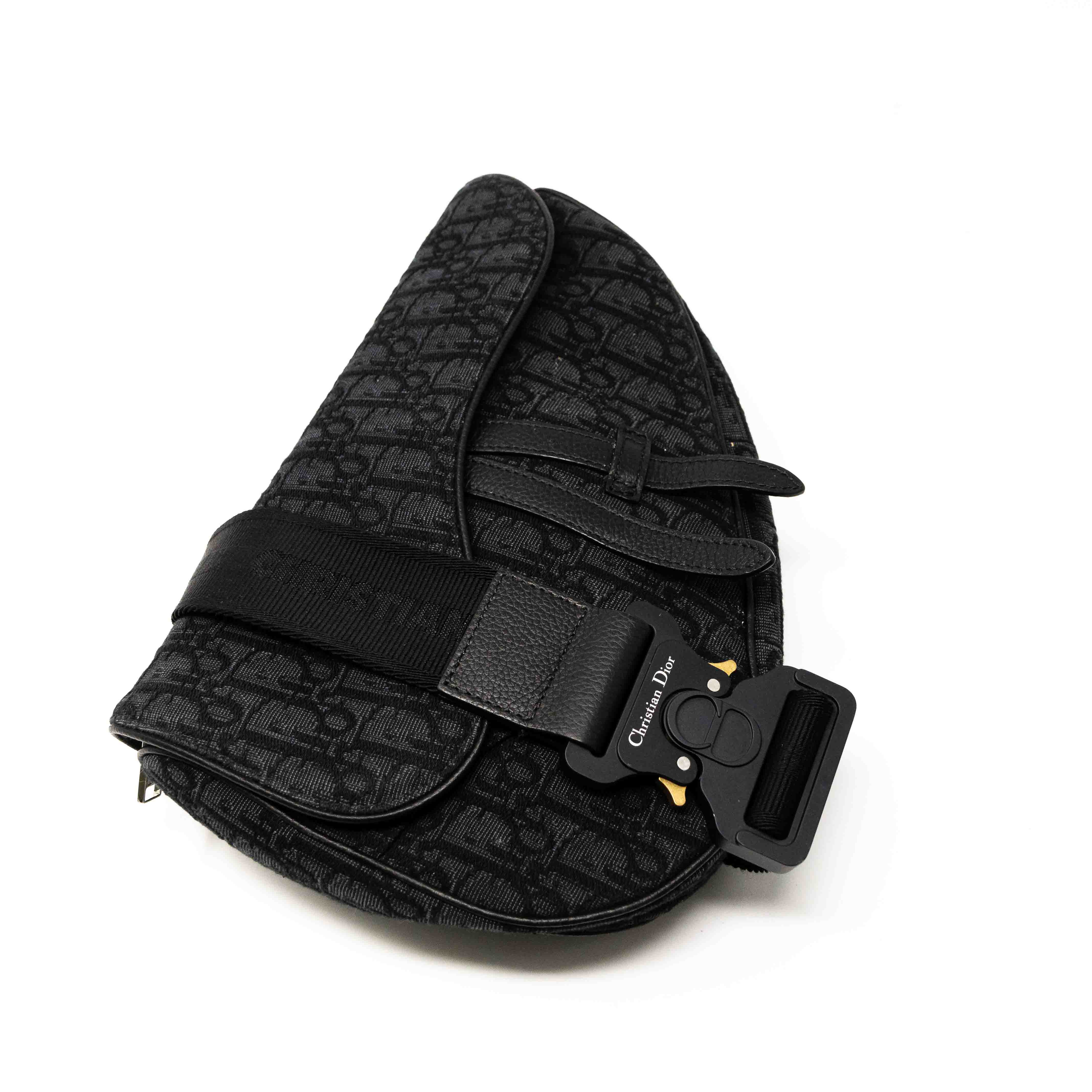 Dior Black Oblique Jacquard Saddle Bag