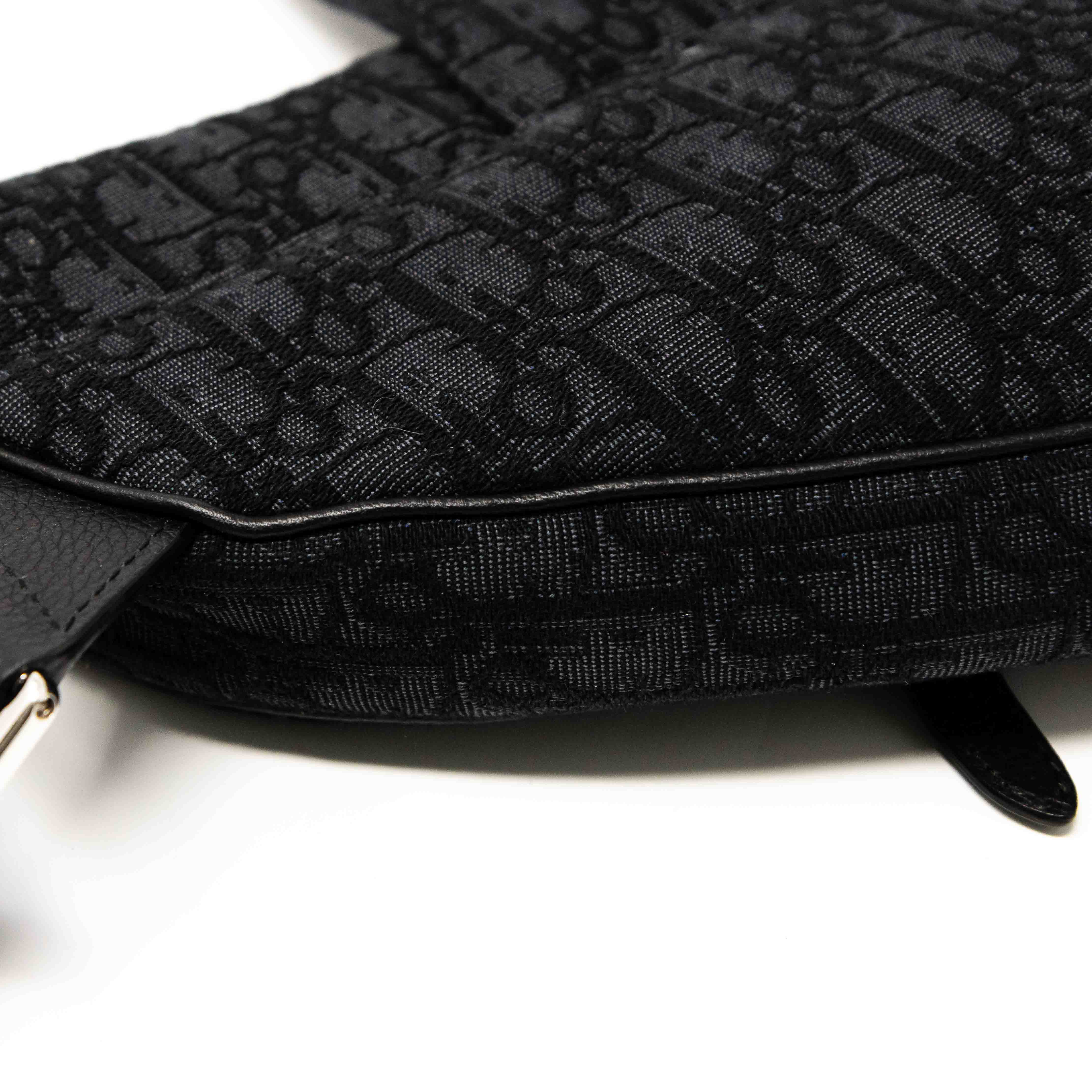 Dior Black Oblique Jacquard Saddle Bag