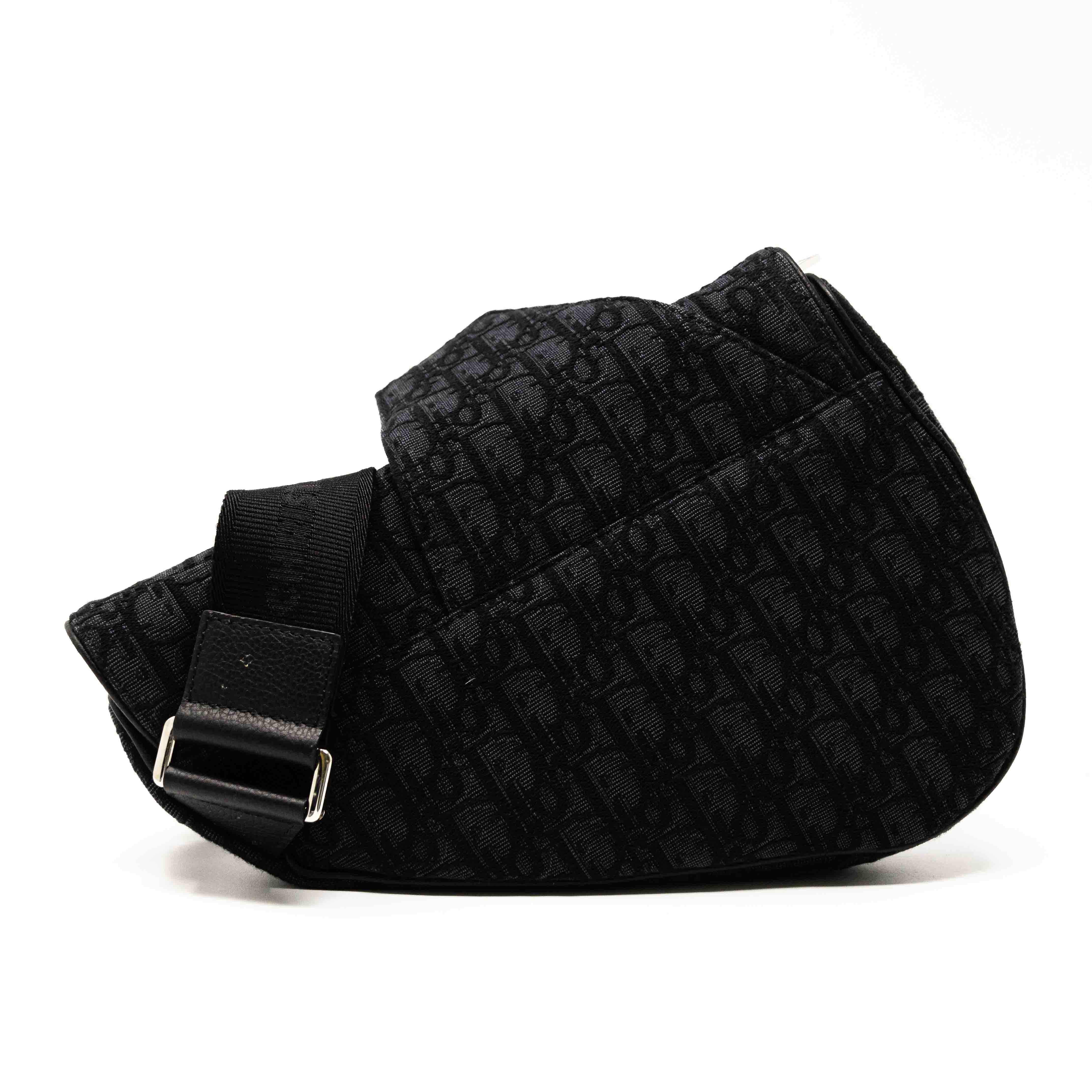 Dior Black Oblique Jacquard Saddle Bag