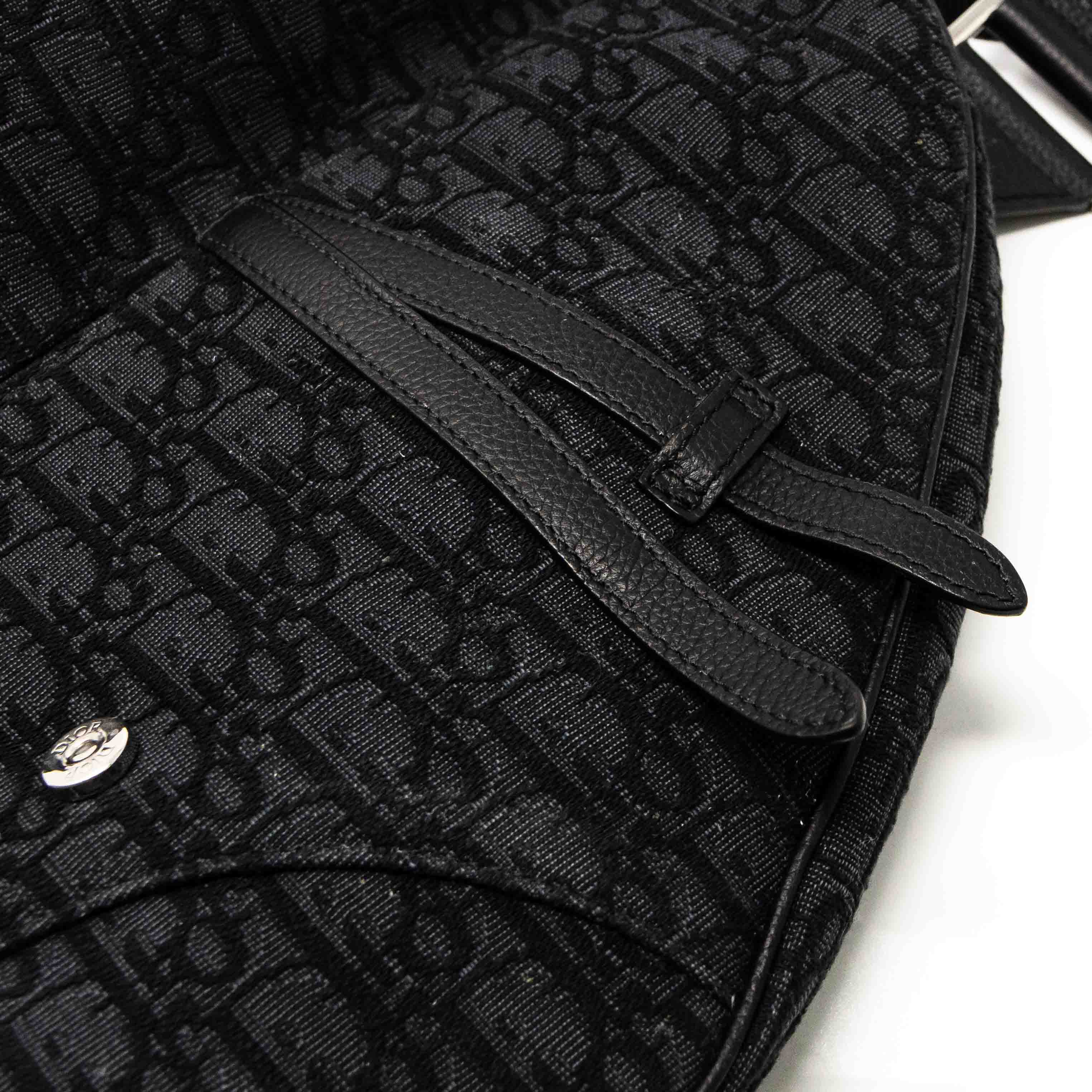 Dior Black Oblique Jacquard Saddle Bag