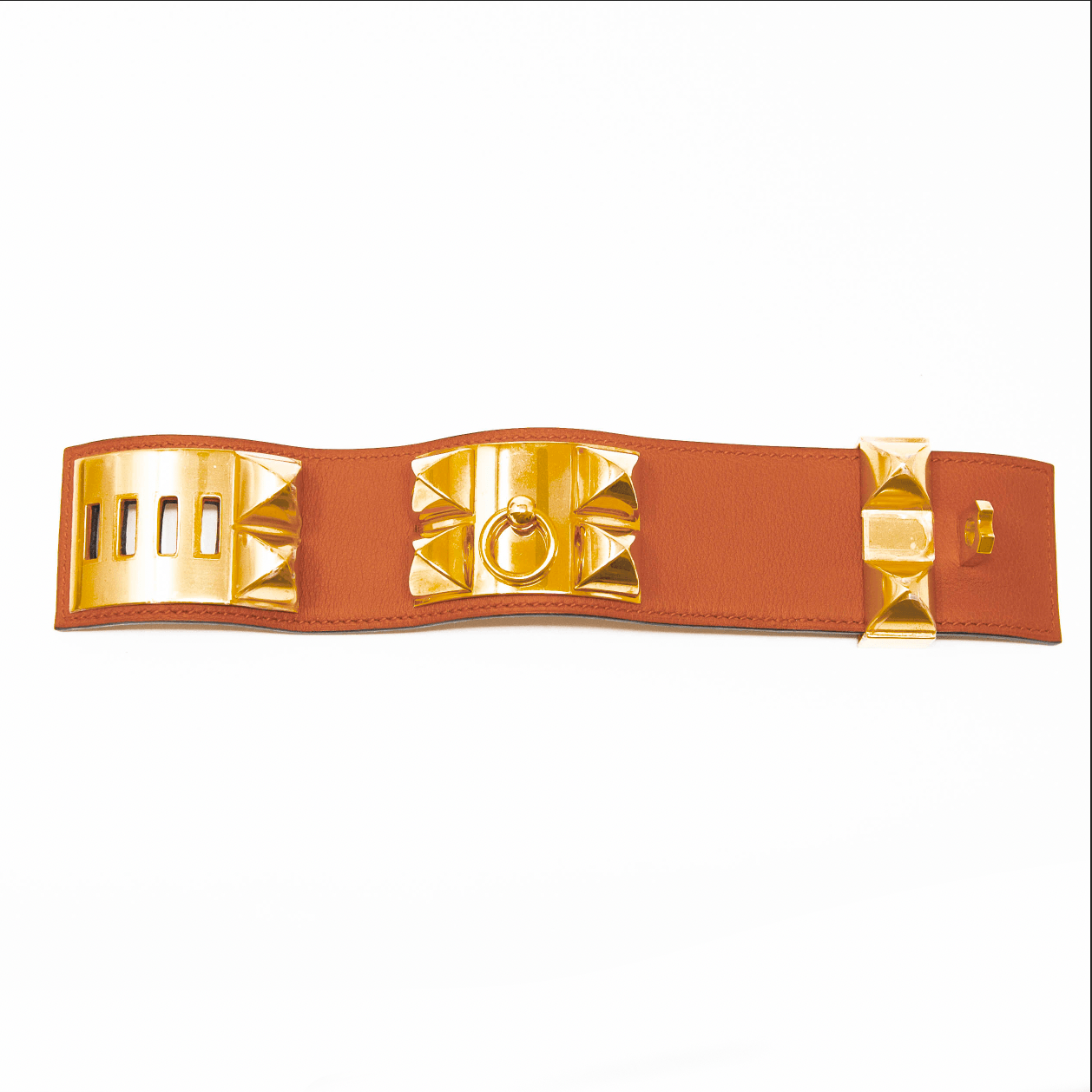 Hermes Orange Collier De Chien Bracelet S