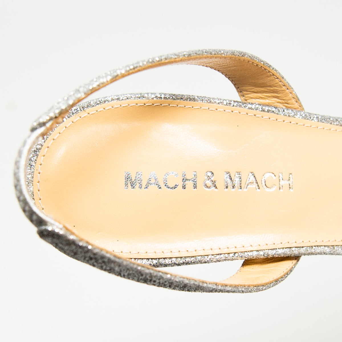 Mach & Mach Silver Glitter Double Bow Slingbacks 37