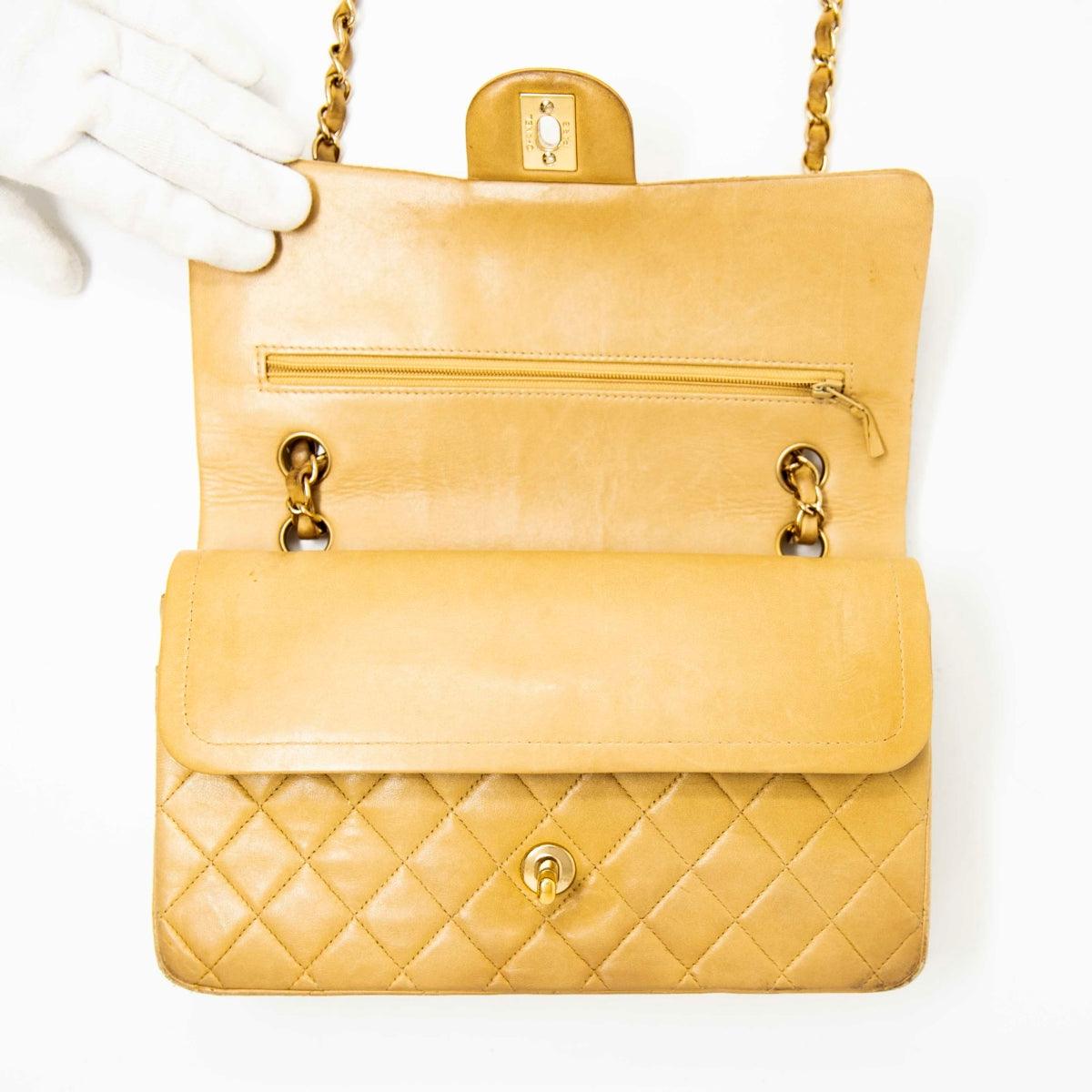 Chanel Beige Medium Vintage Classic Flap