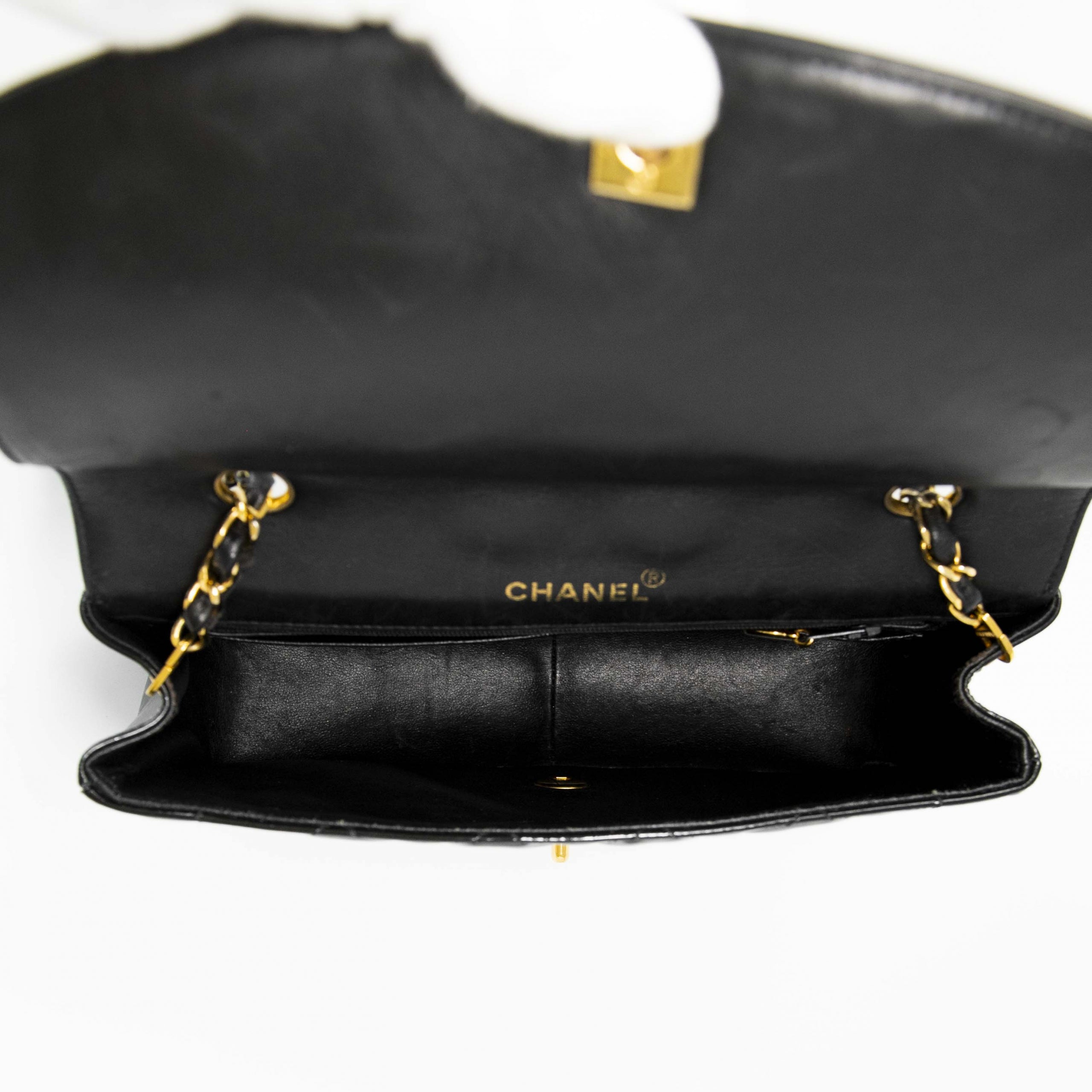 Chanel Vintage Black Patent Medium Diana Flap