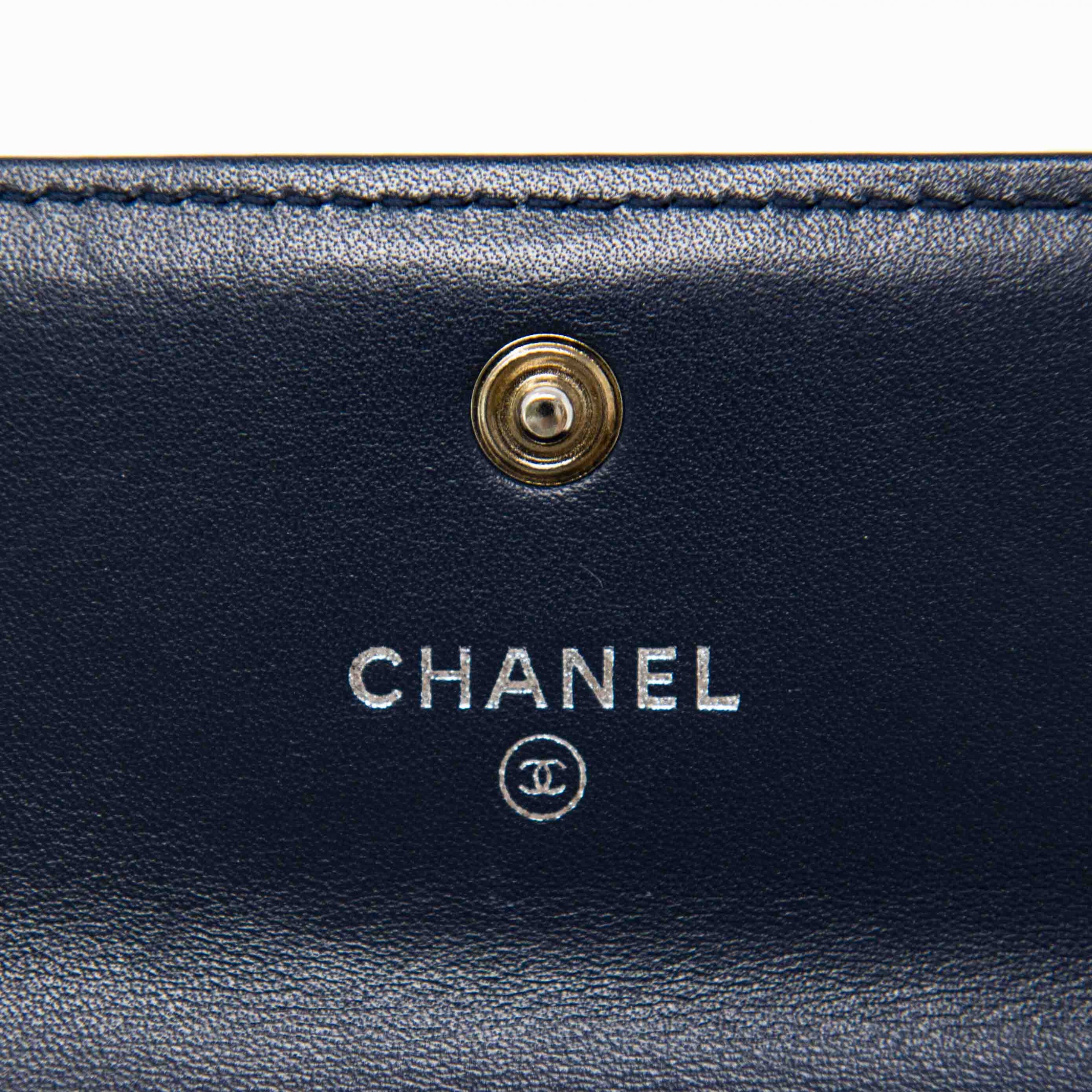 Chanel Blue Lambskin Compact Boy Wallet