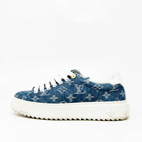 Louis Vuitton Denim Timeout Sneakers 35.5 Jadore Couture