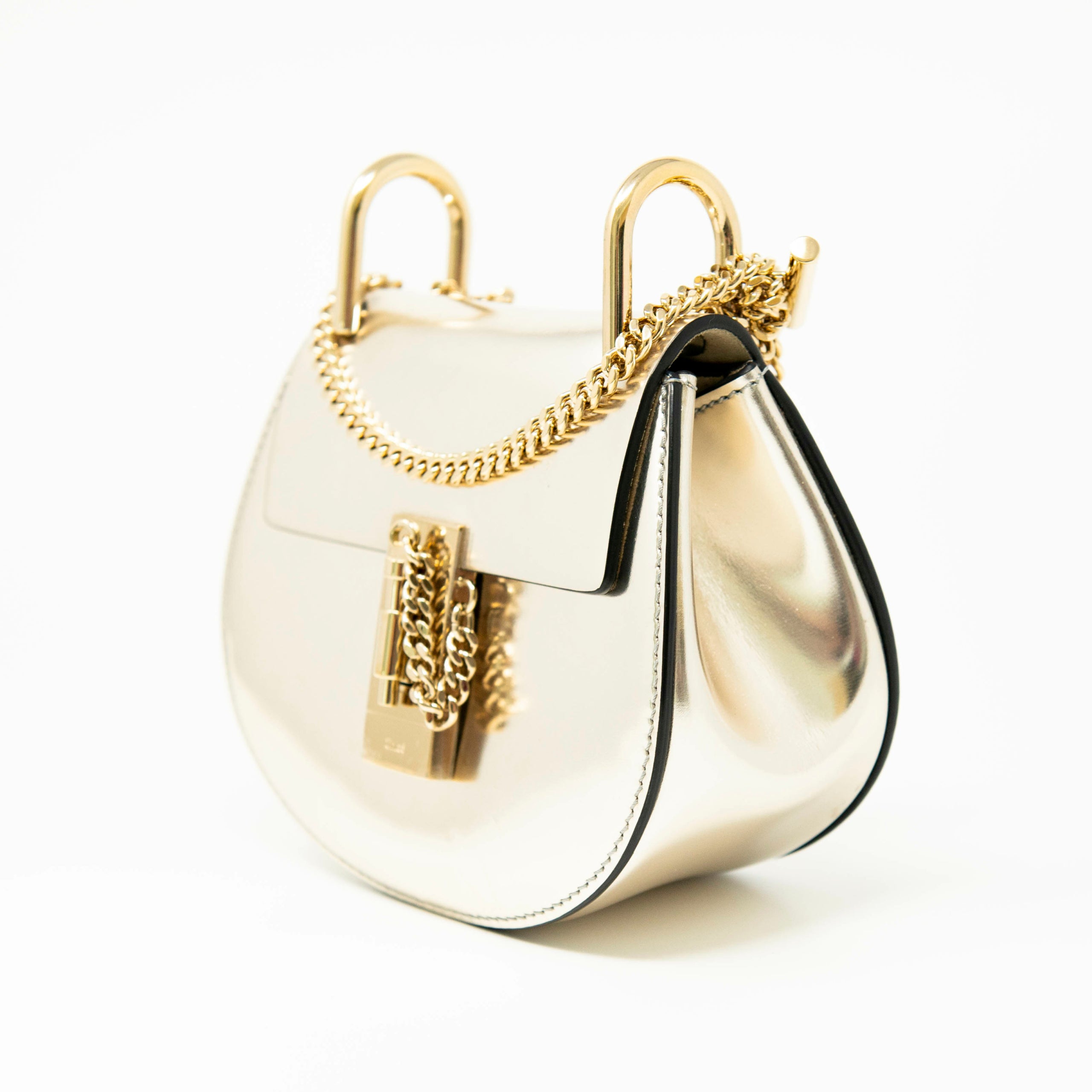 Chloe Metallic Gold Nano Drew Bag