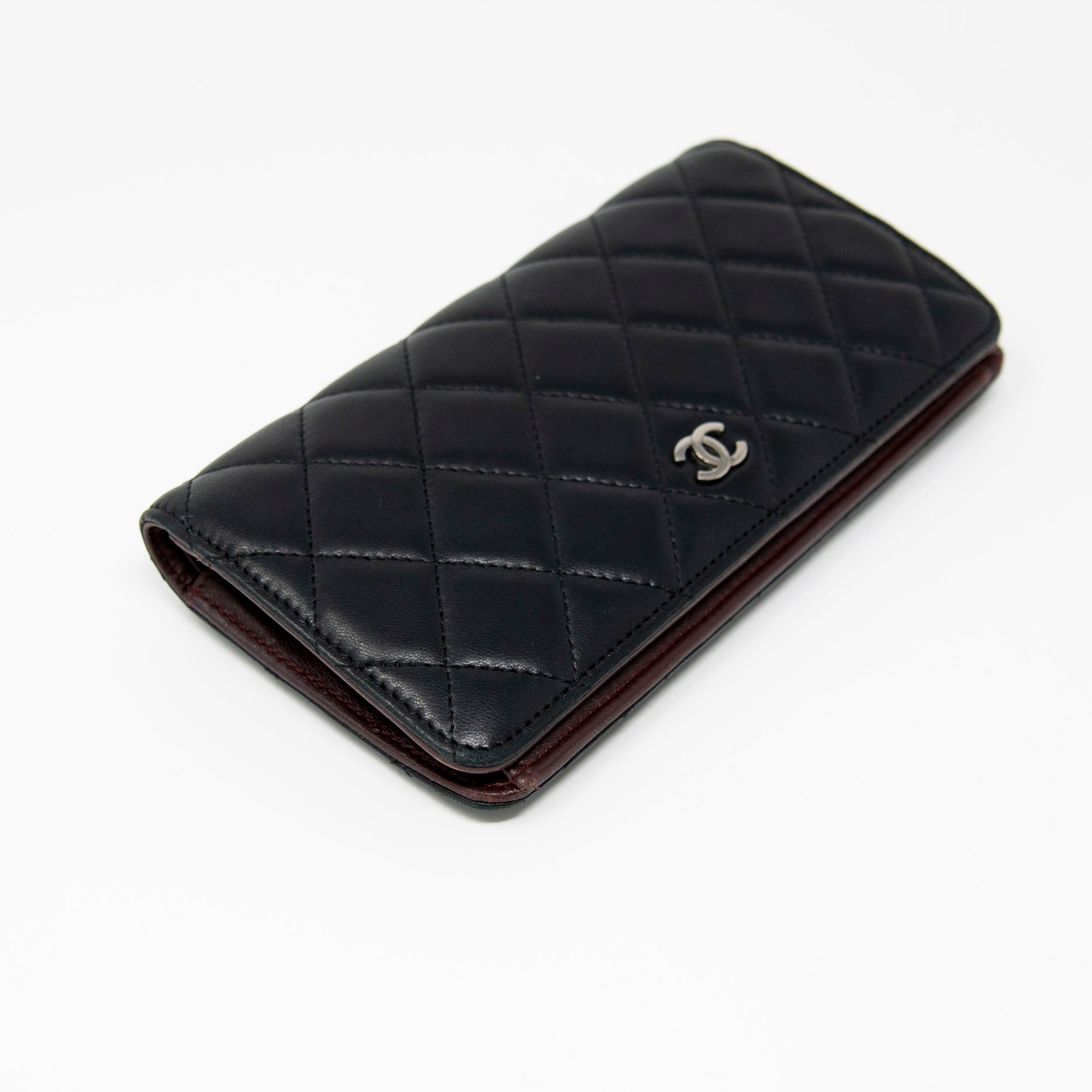 Chanel Black Lambskin Long Flap Wallet