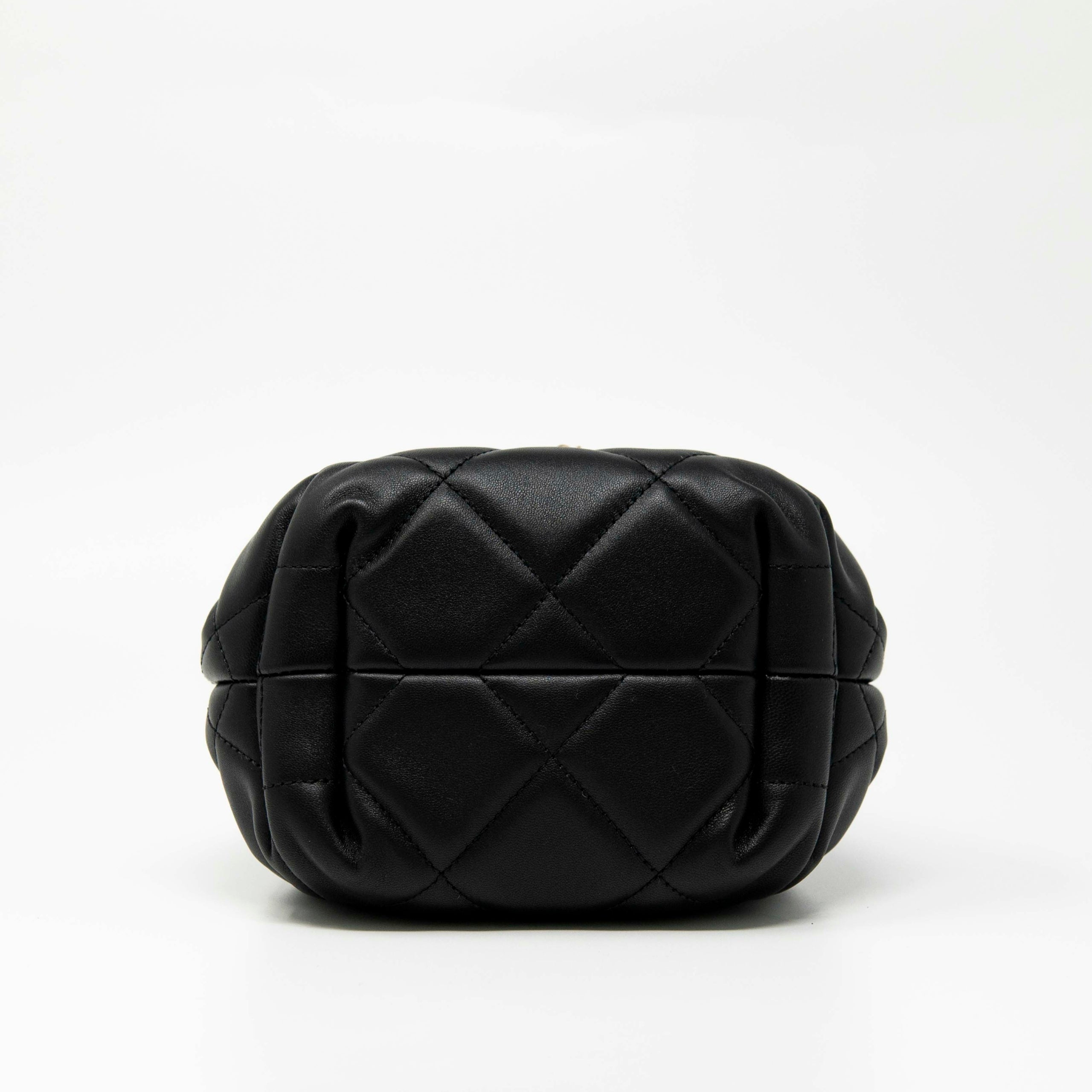 Chanel Black Lambskin Mini Bucket Bag | Jadore Couture