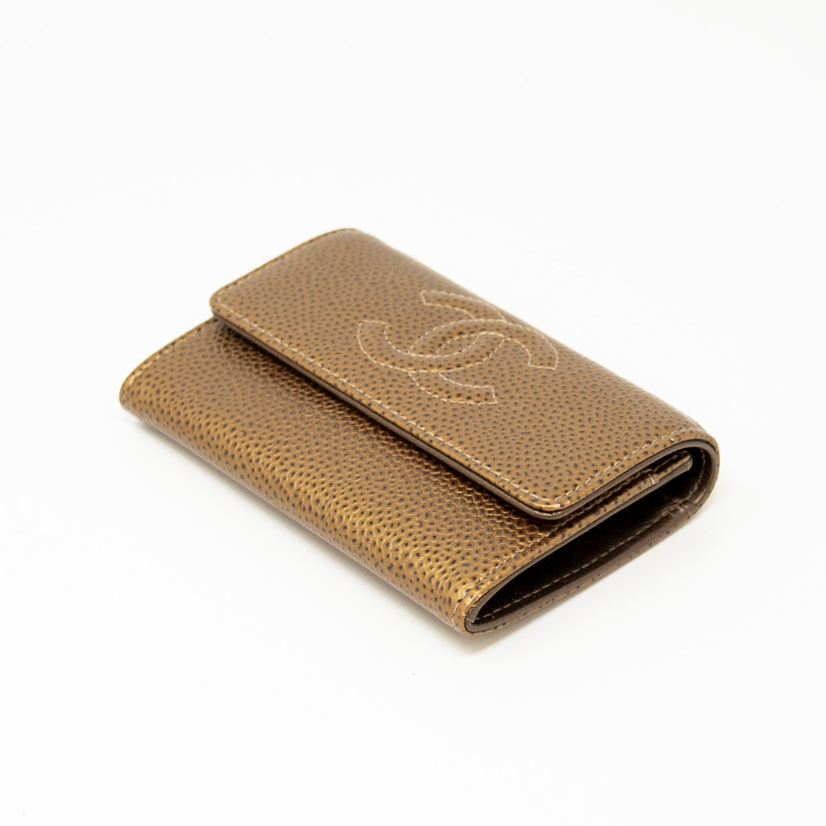 Chanel Bronze Caviar Flap Card Holder