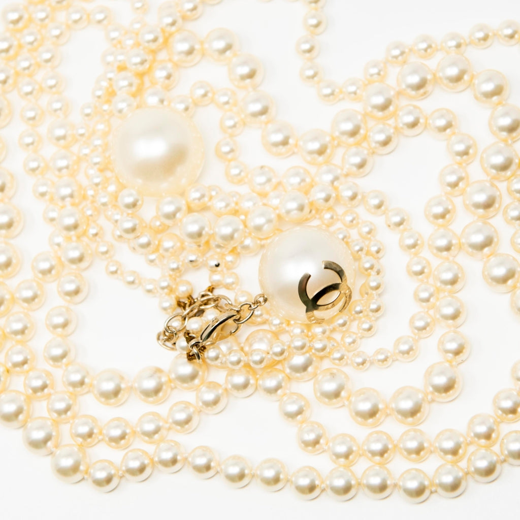 Chanel Pearl CC Long Multi-Strand Necklace