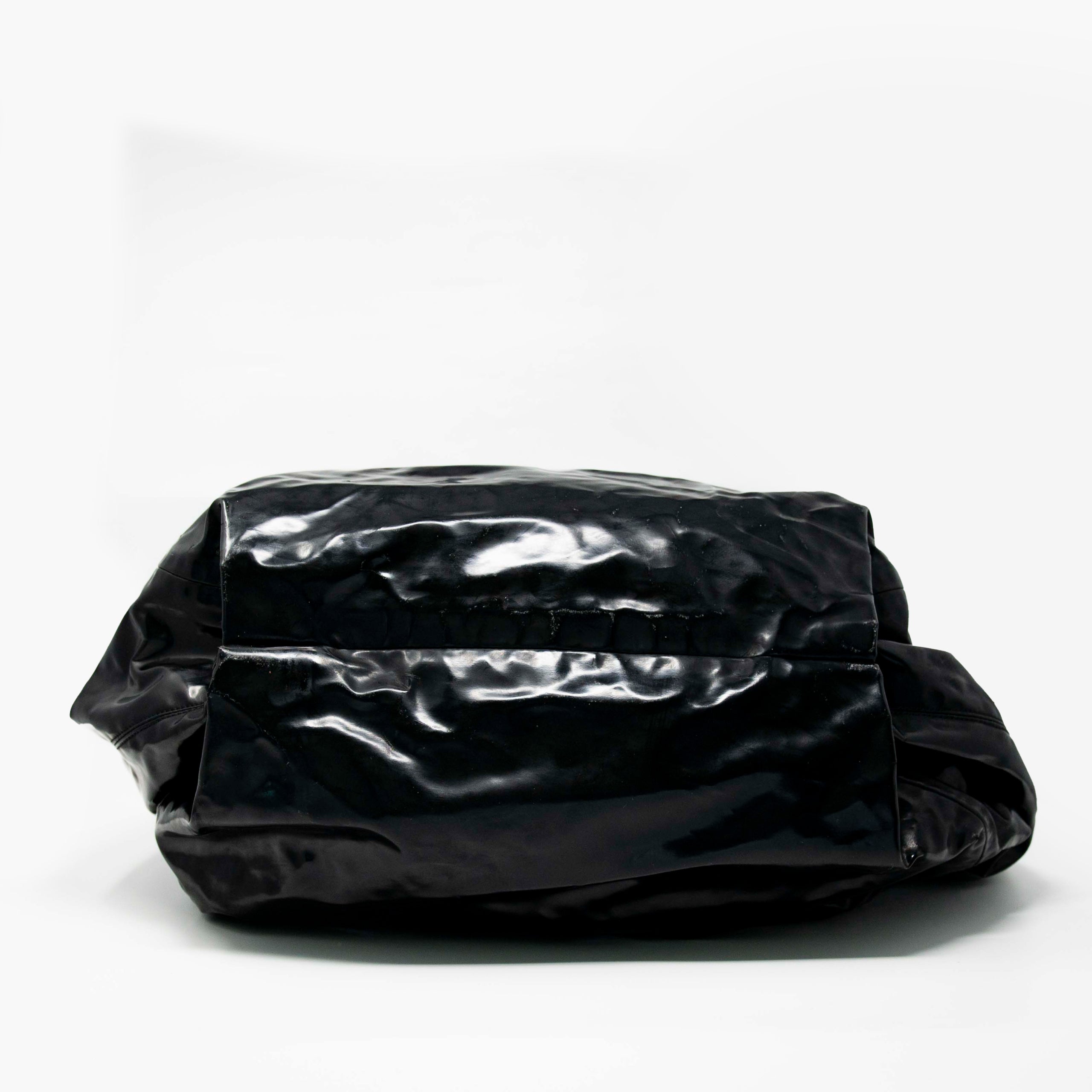 Chanel Black Vinyl XL Cabas Hobo Tote