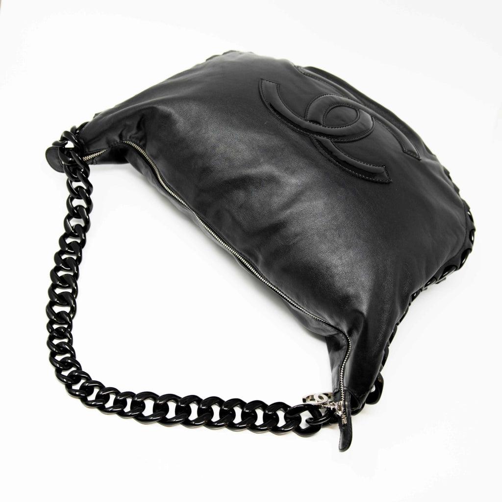 Chanel Black Modern Chain Rhodoid Hobo