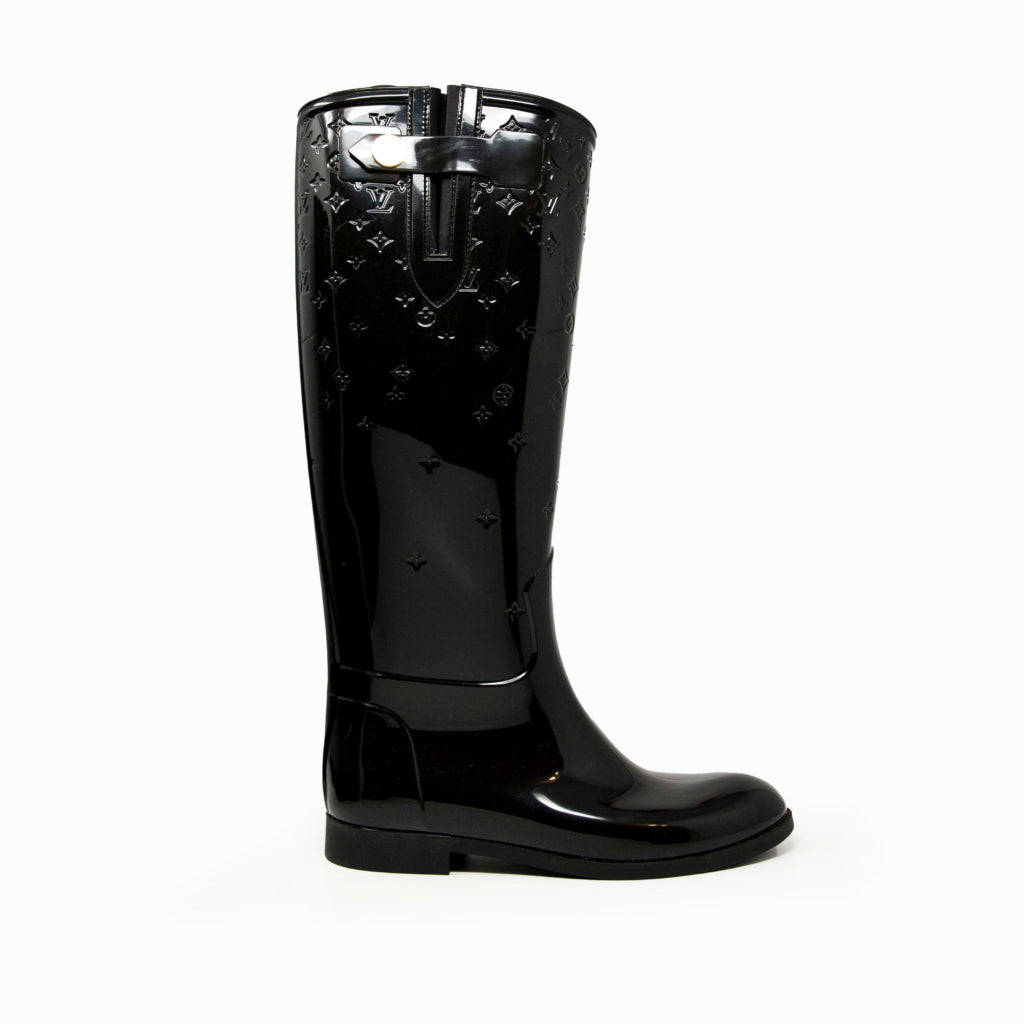 Louis Vuitton Black Monogram Rain Boots 39
