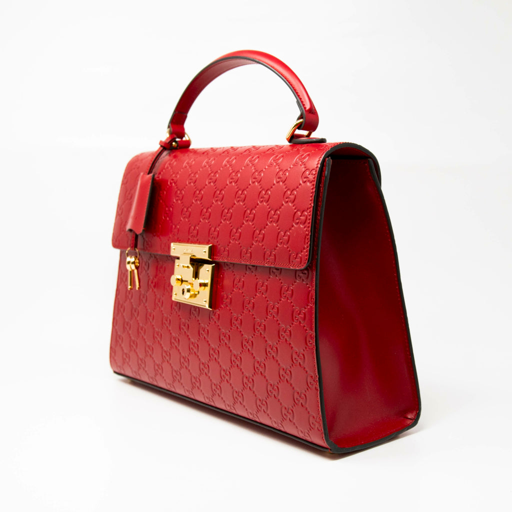 Gucci Red Guccissima Top Handle Bag