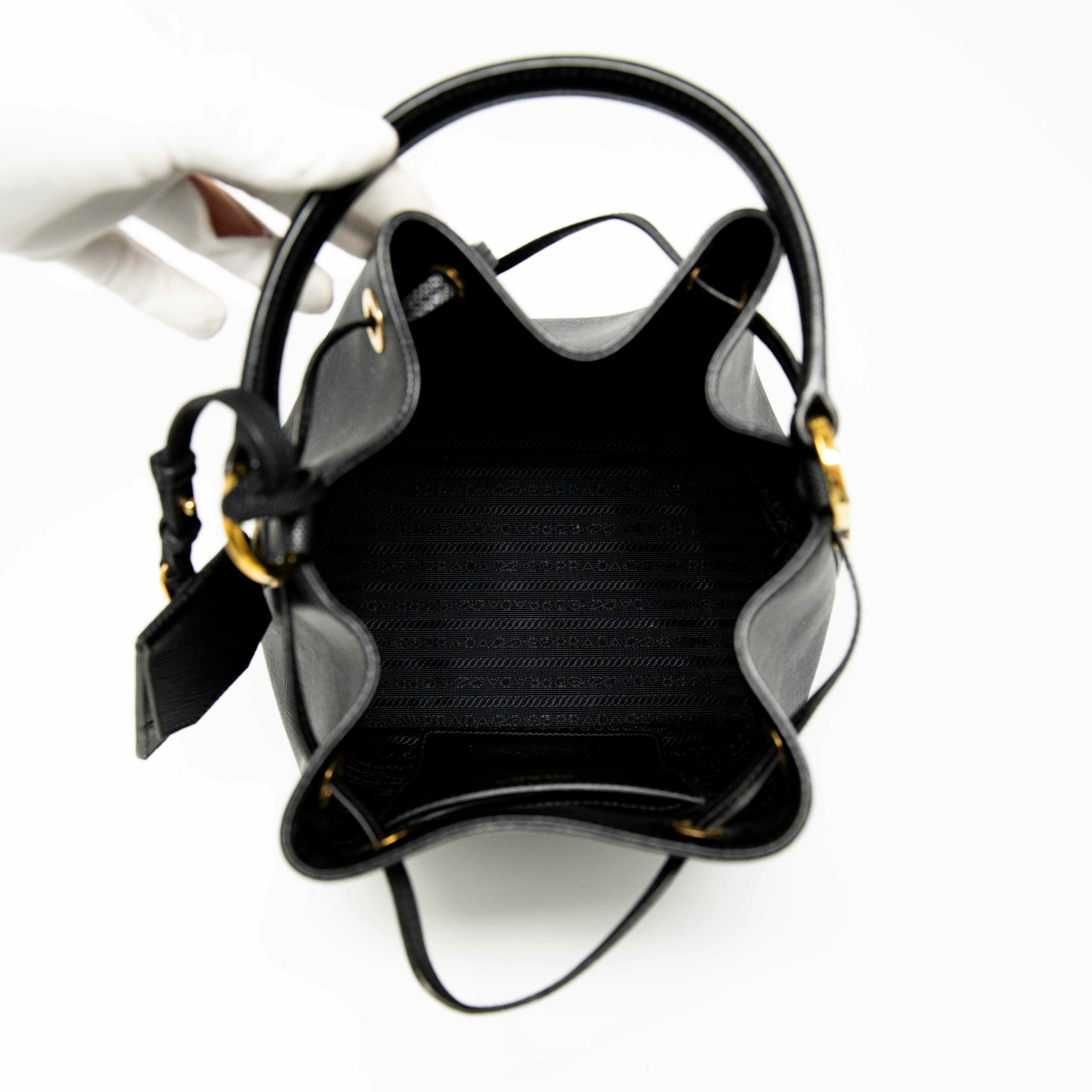 Prada Black Saffiano Small Bucket Bag