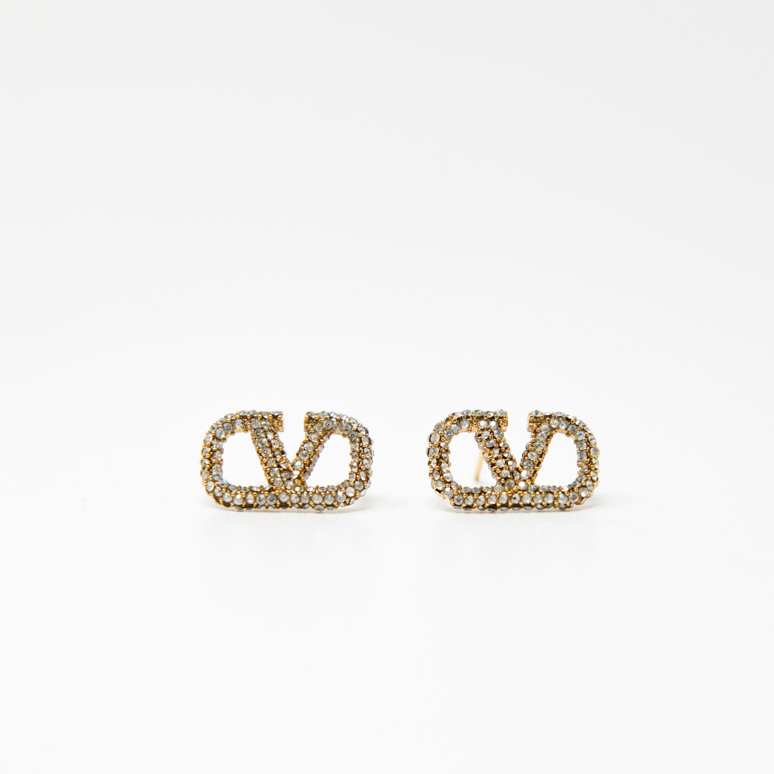 Valentino Crystal Logo Earrings