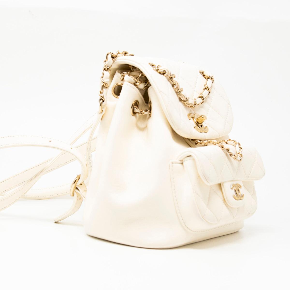 Chanel White Lambskin Duma Backpack