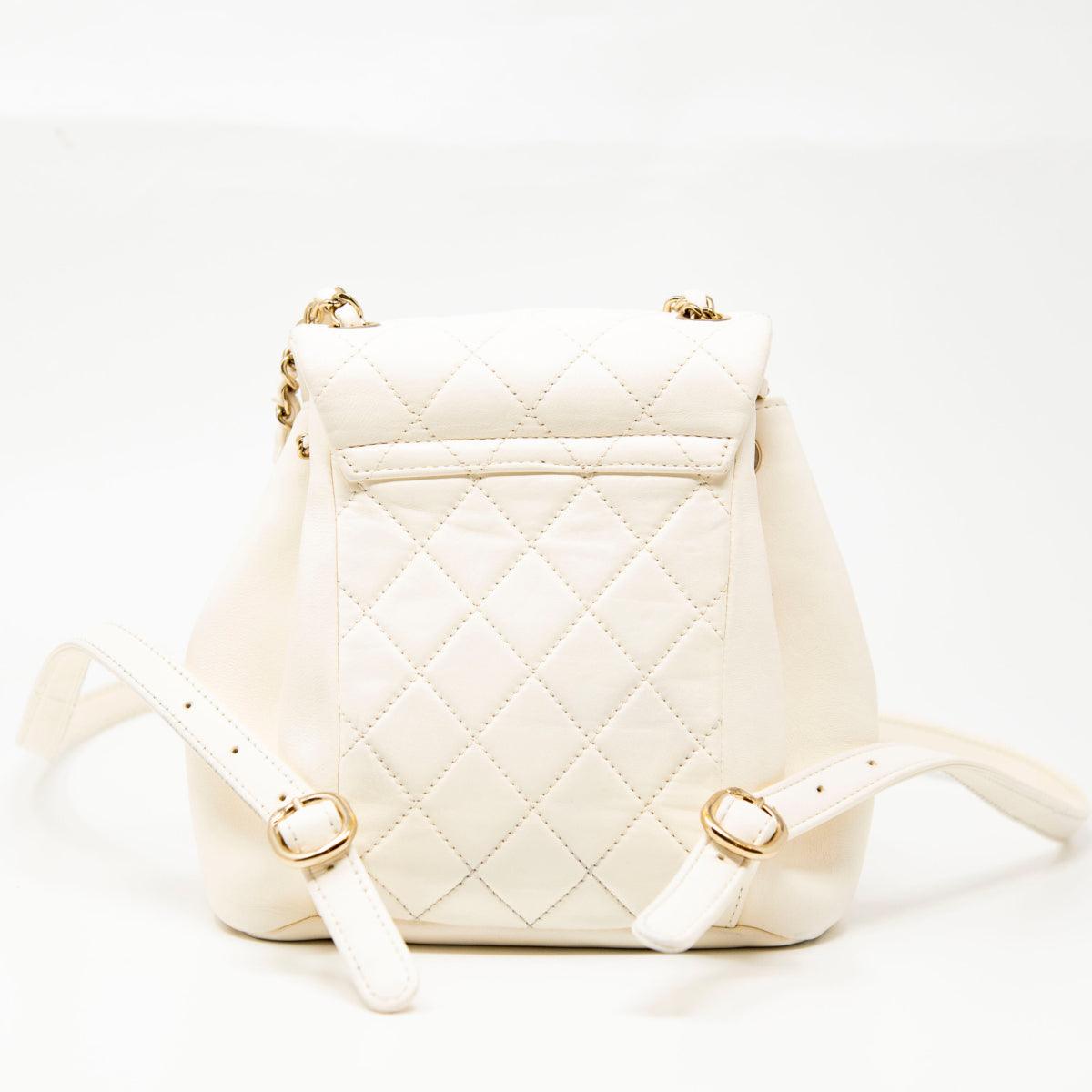 Chanel White Lambskin Duma Backpack