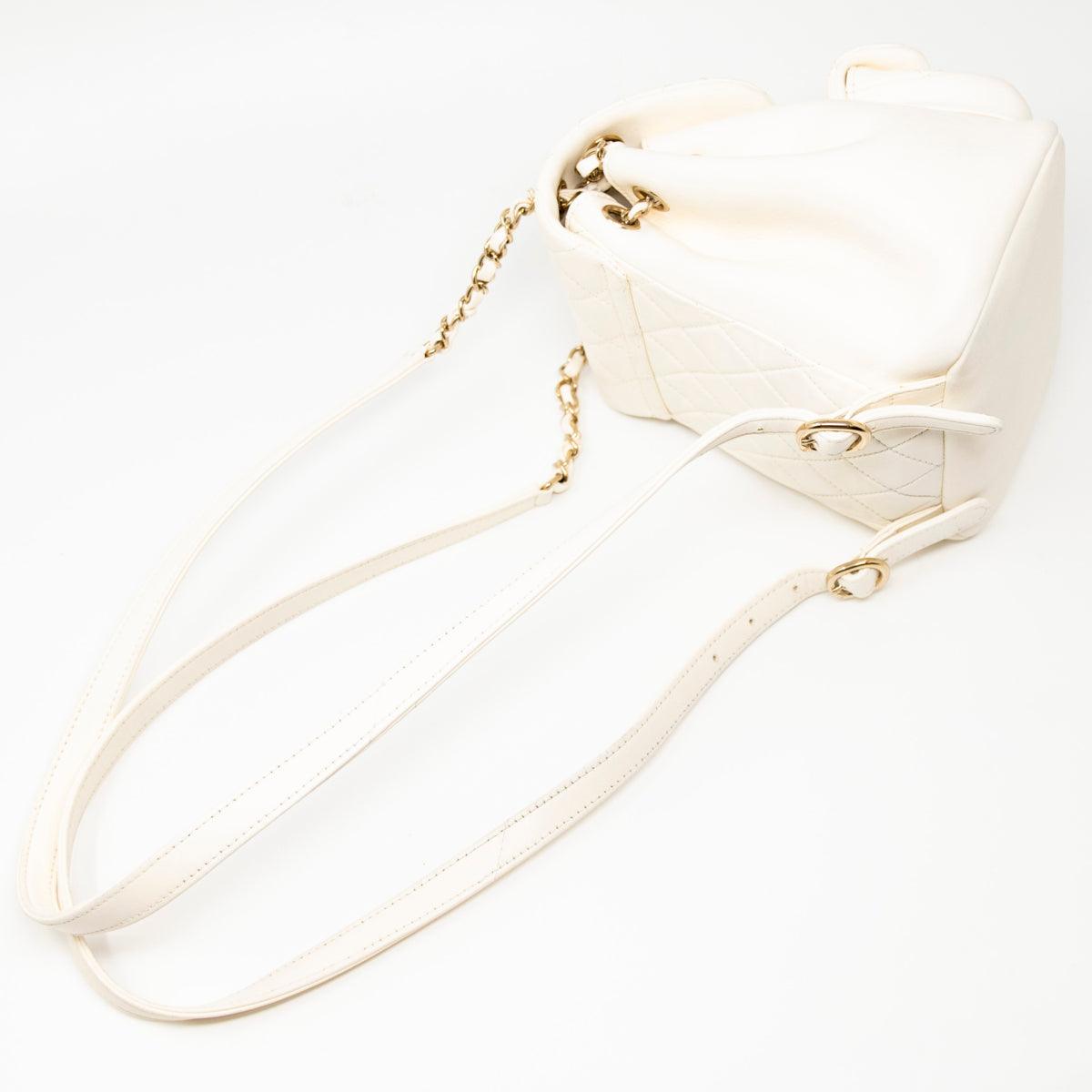 Chanel White Lambskin Duma Backpack