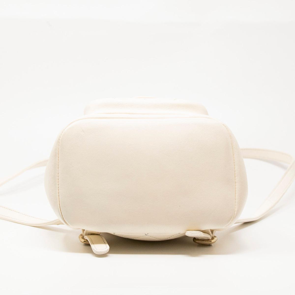 Chanel White Lambskin Duma Backpack