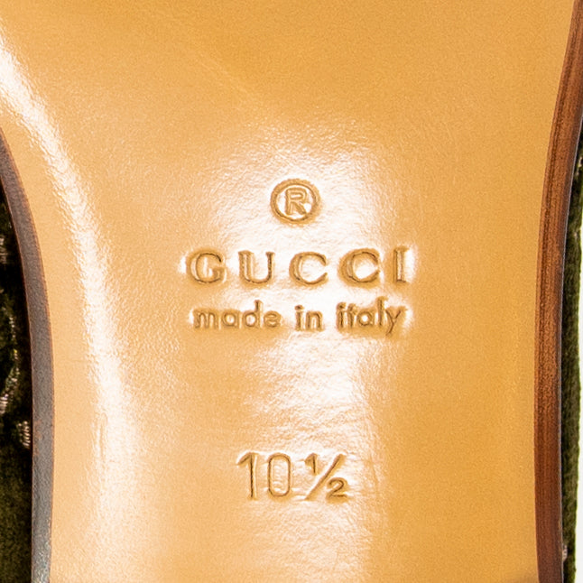 Gucci Green Velvet GG Horsebit Loafers 10.5