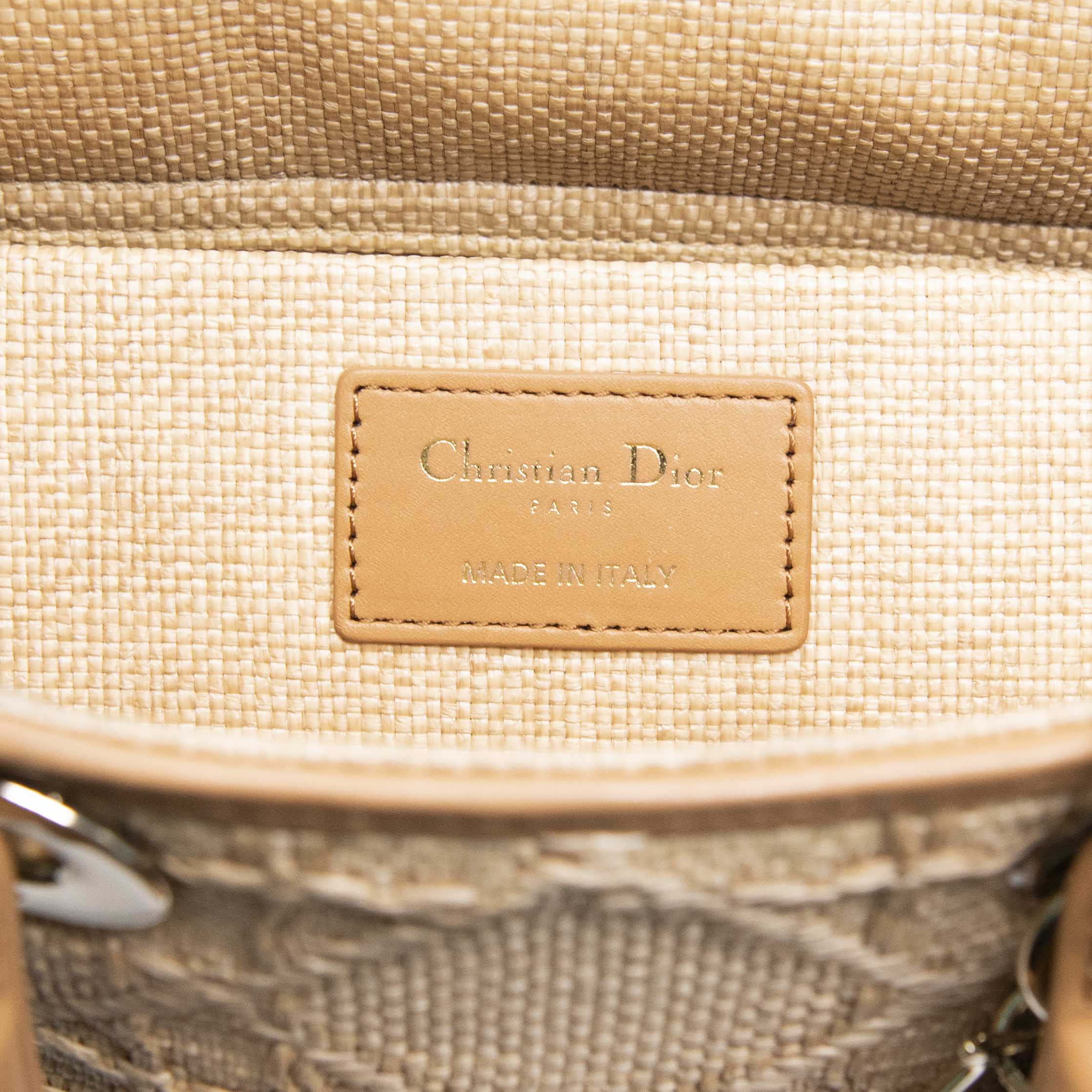 Dior Beige Medium Cannage Raffia Lady D-Joy