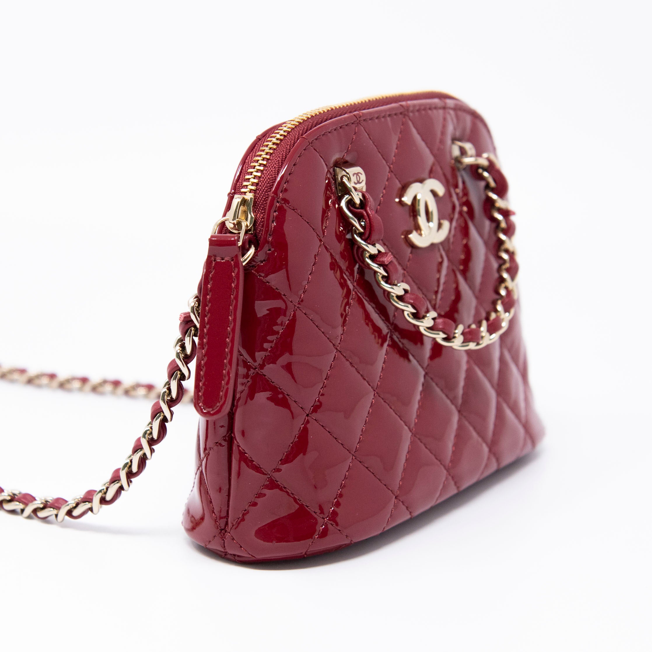 Chanel Burgundy Coco Clutch With Chain