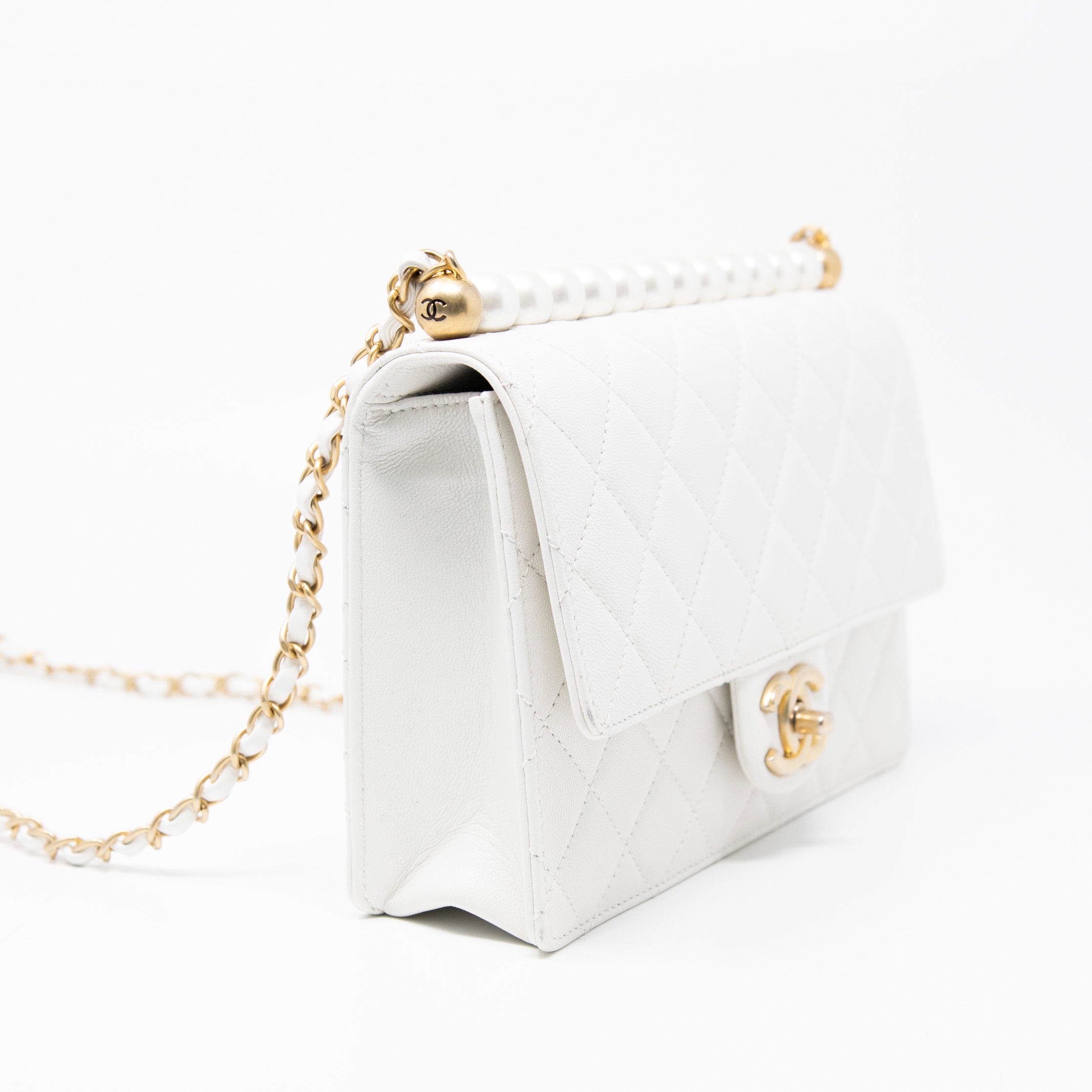 Chanel White Small Chic Pearl Flap