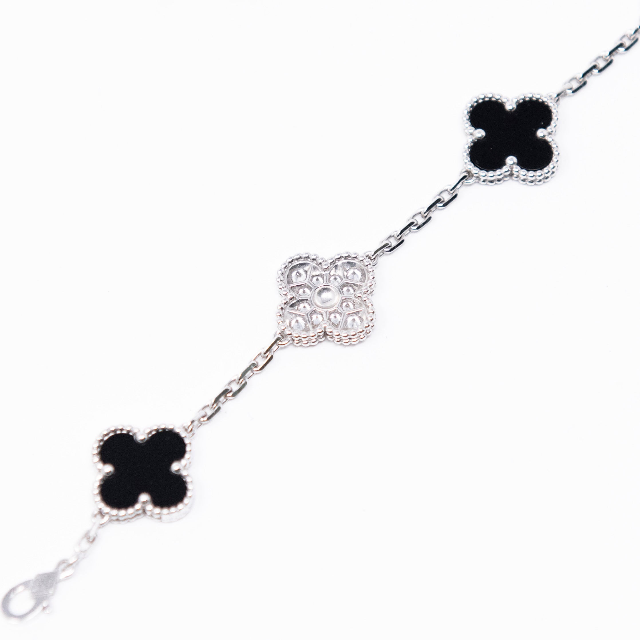 Van Cleef & Arpels 5 Motif Diamond Onyx Bracelet