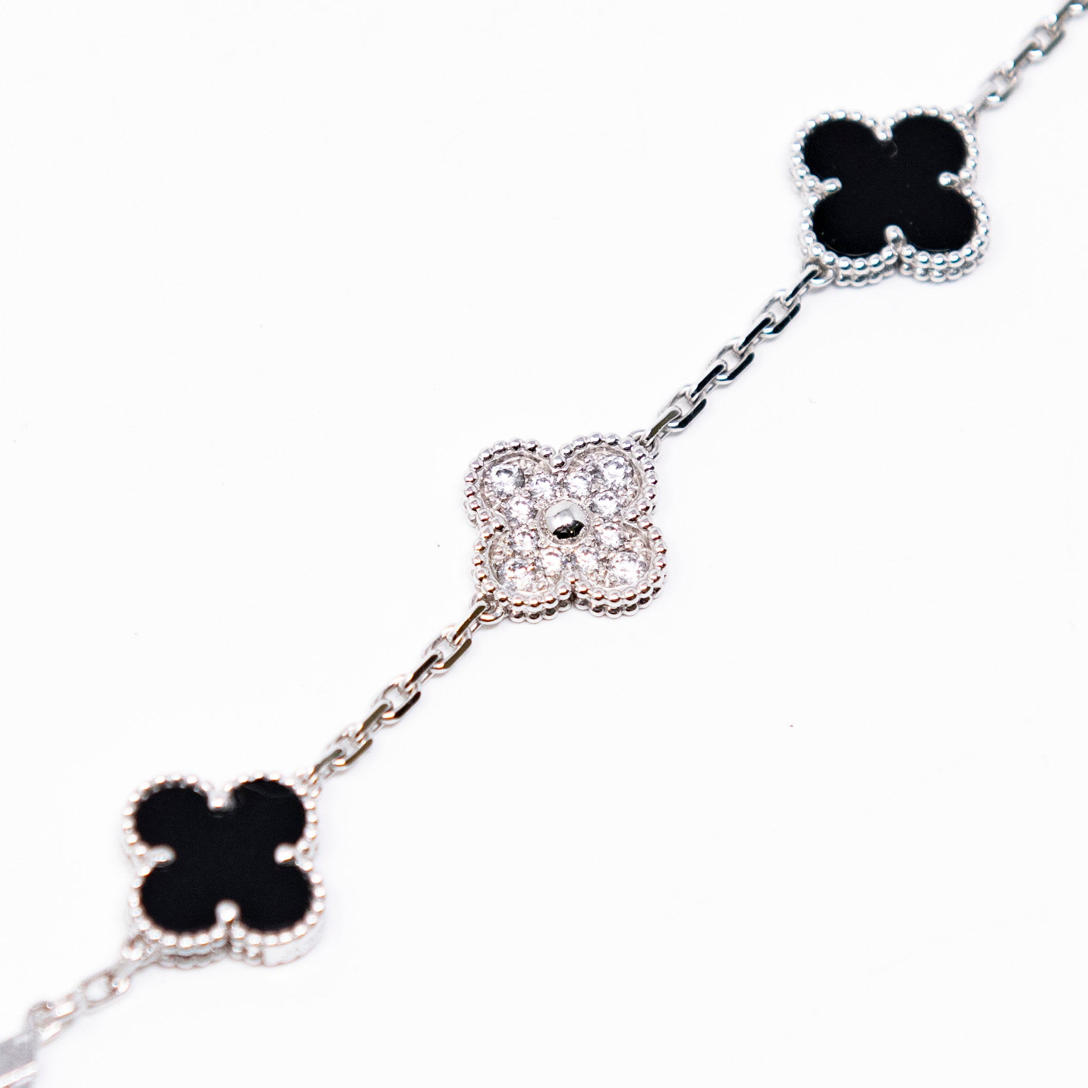 Van Cleef & Arpels 5 Motif Diamond Onyx Bracelet