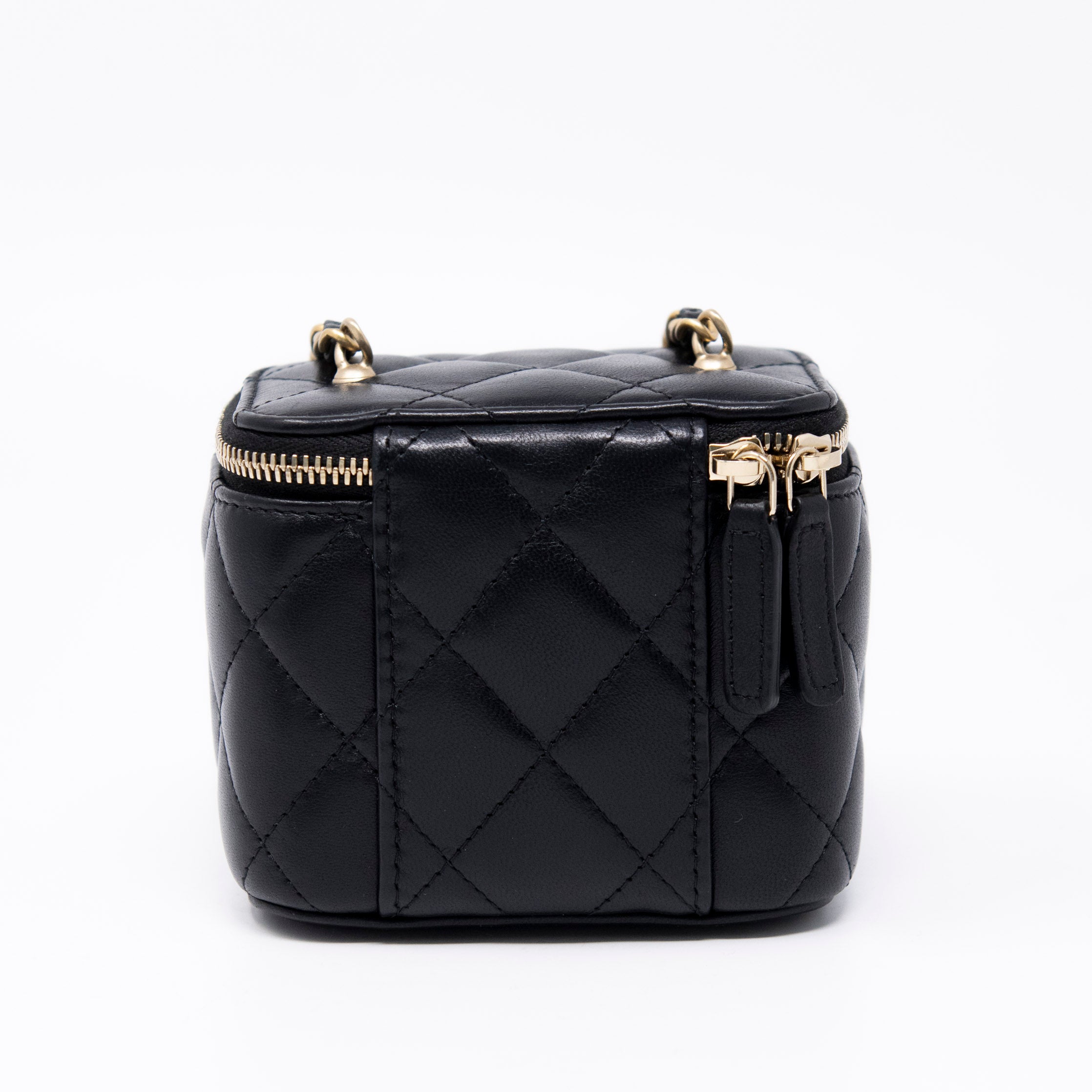 Chanel Black Mini Pearl Crush Vanity Case with Chain