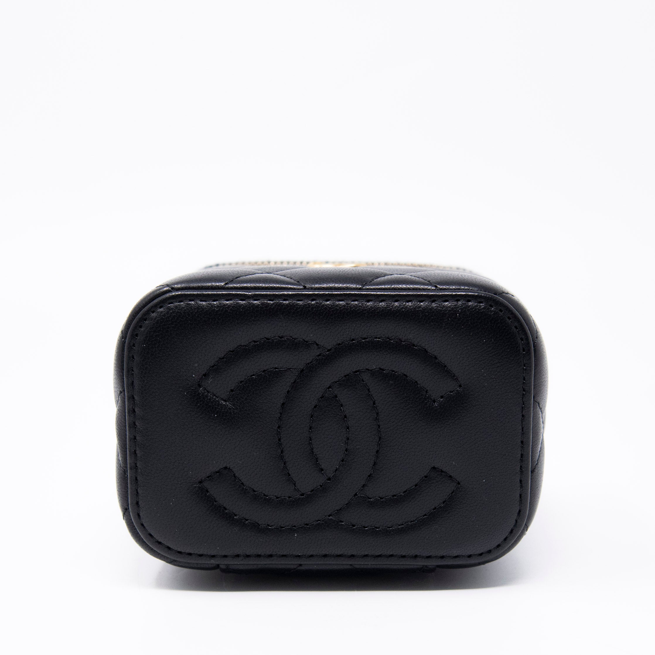 Chanel Black Mini Pearl Crush Vanity Case with Chain