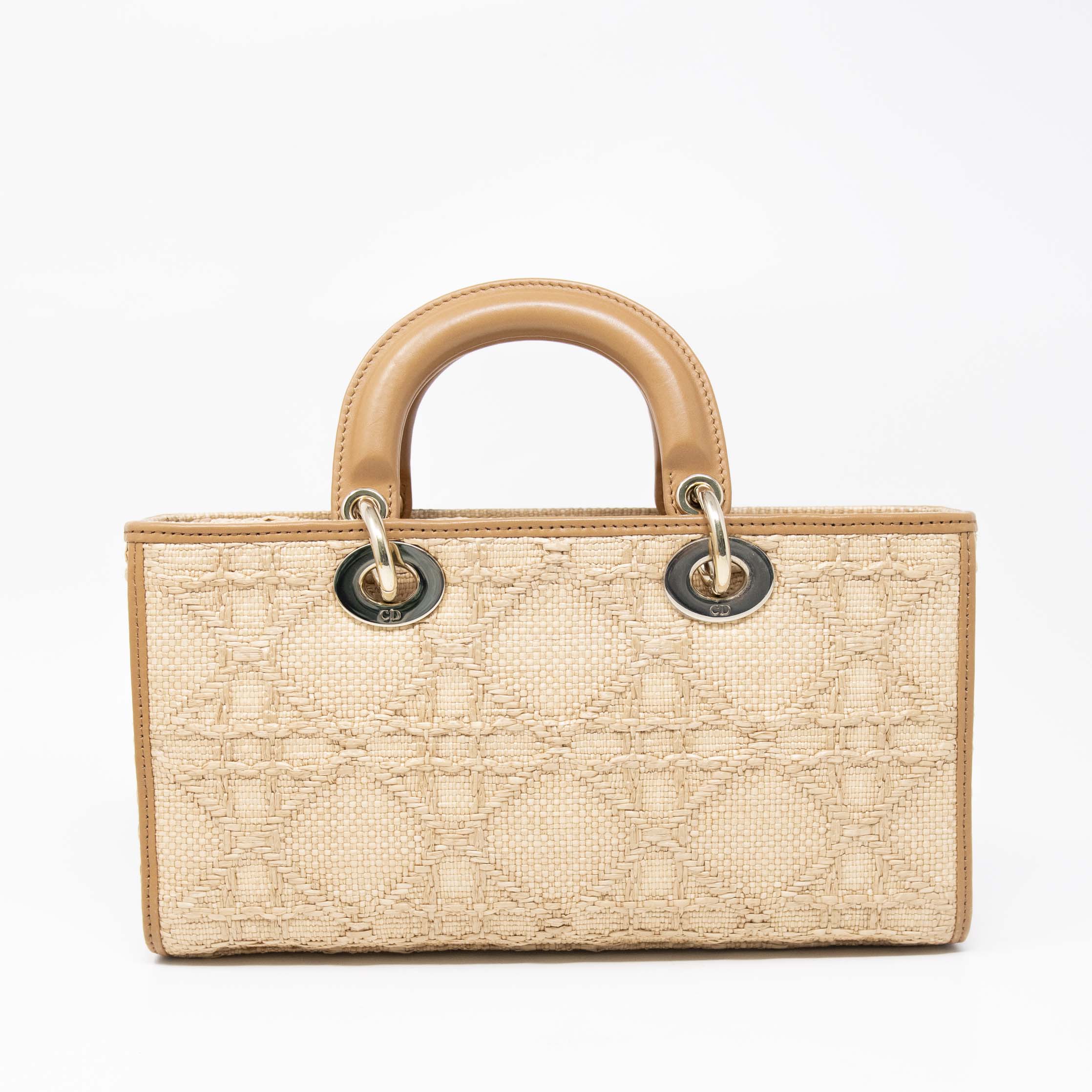 Dior Beige Medium Cannage Raffia Lady D-Joy