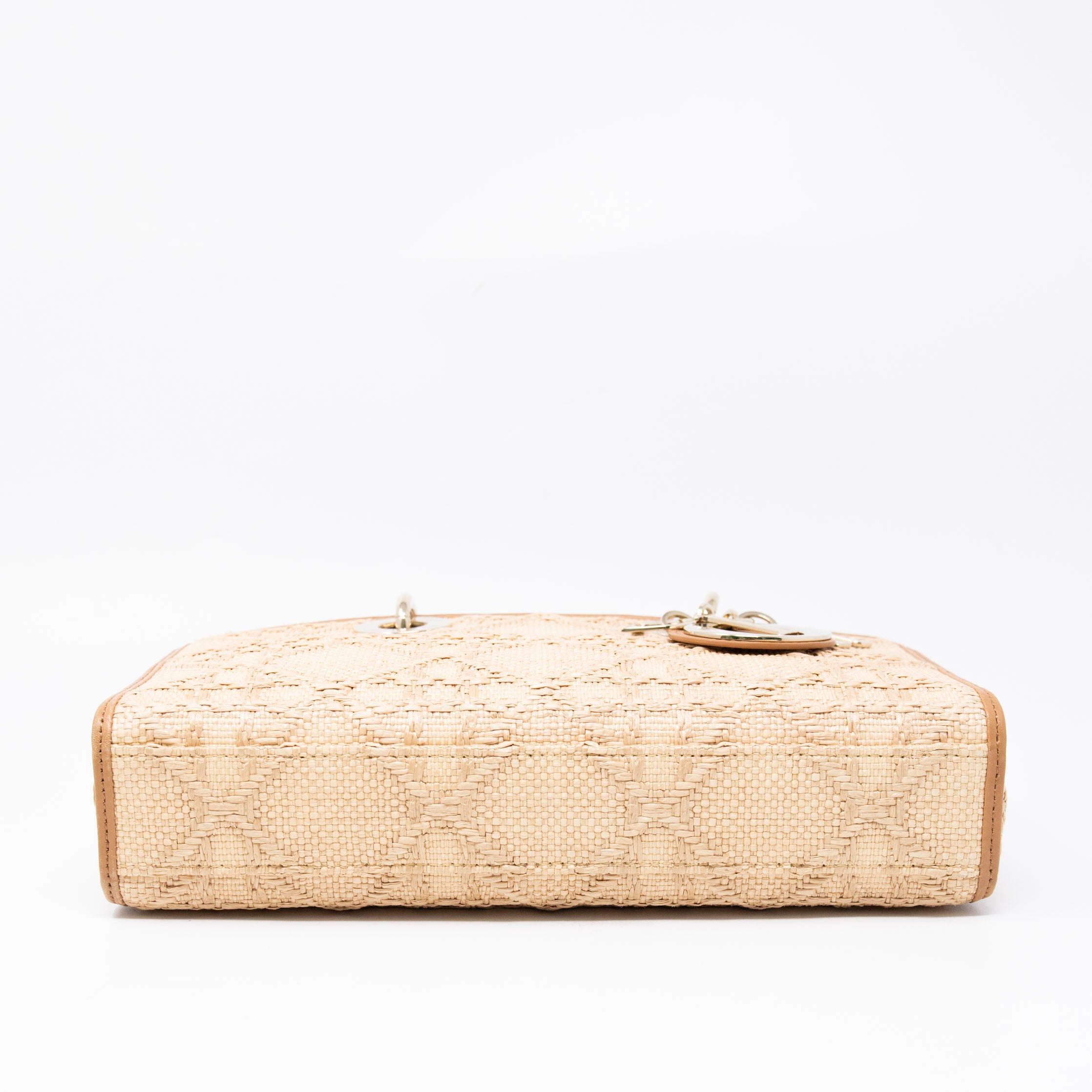 Dior Beige Medium Cannage Raffia Lady D-Joy