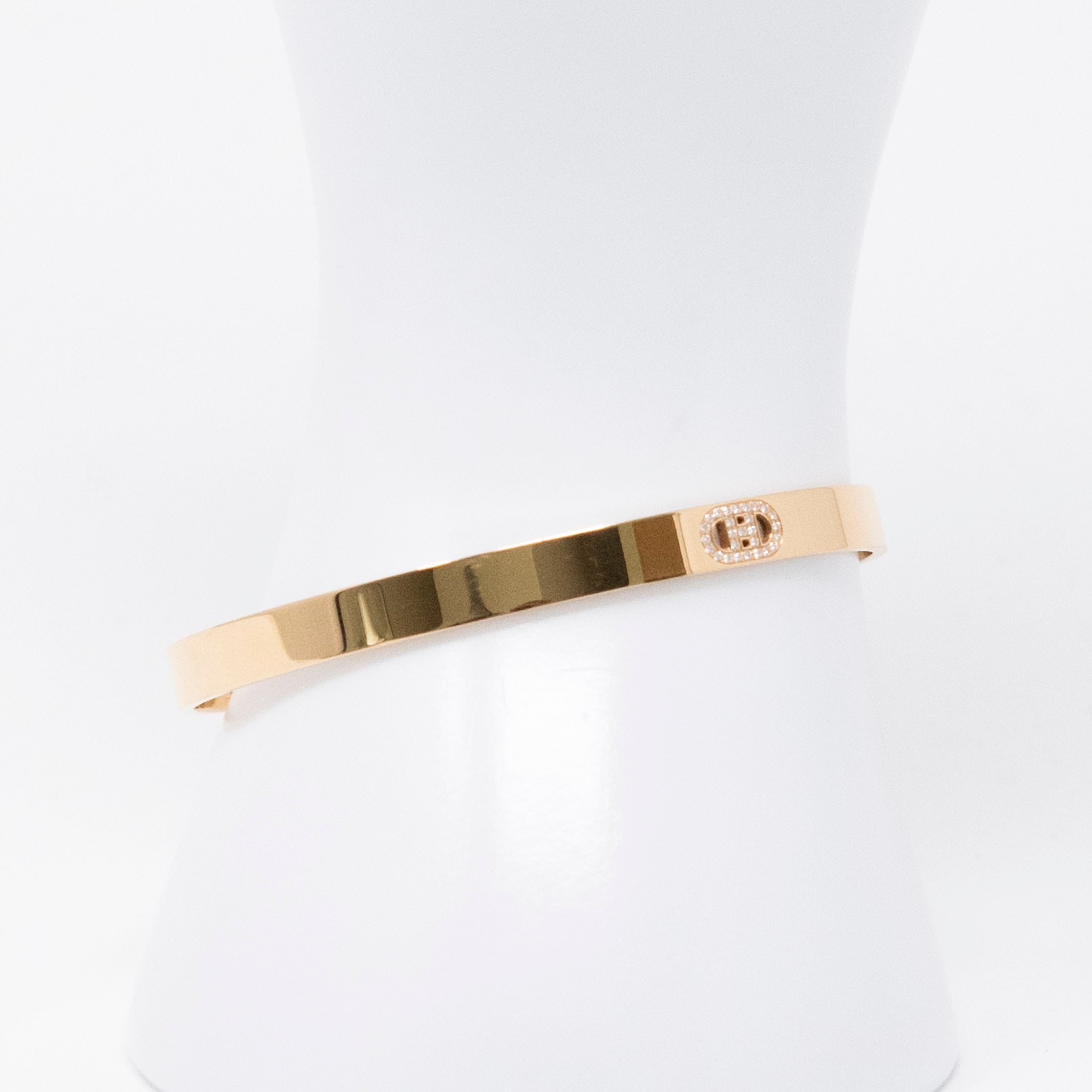 Hermes 18k Rose Gold H D’ancre Bracelet LG