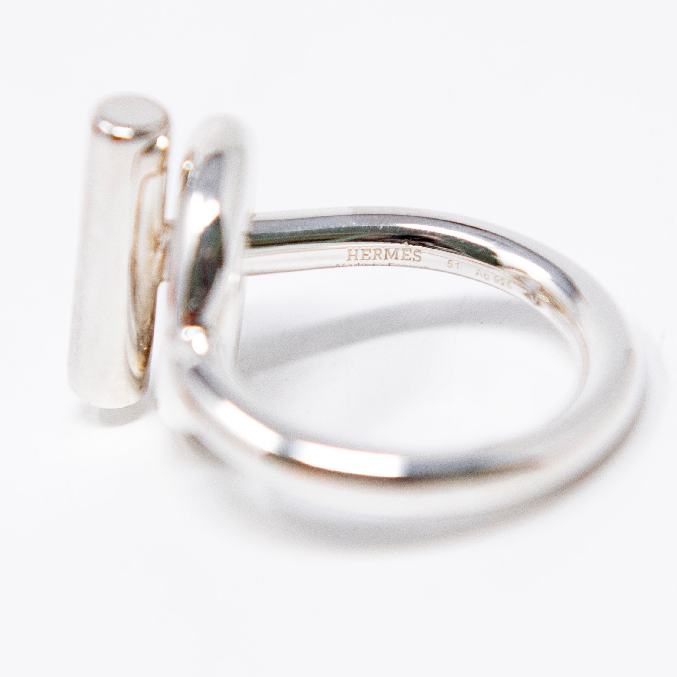 Hermes Silver Echappee Ring 51