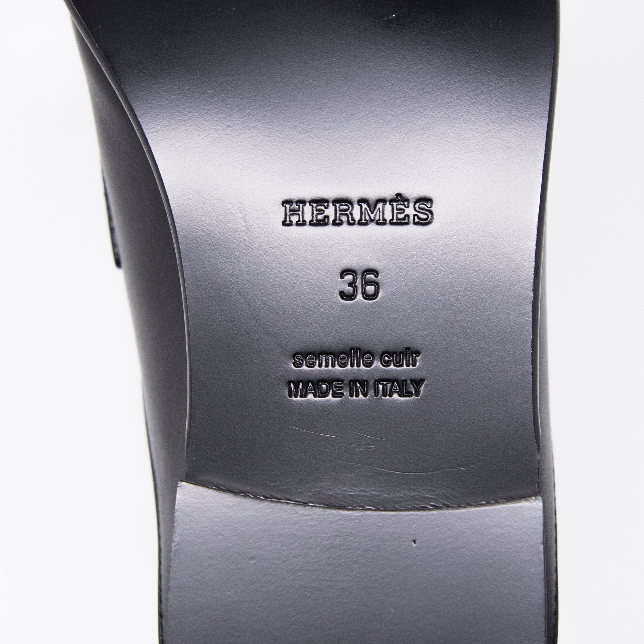 Hermes Noir Iota Mules 36