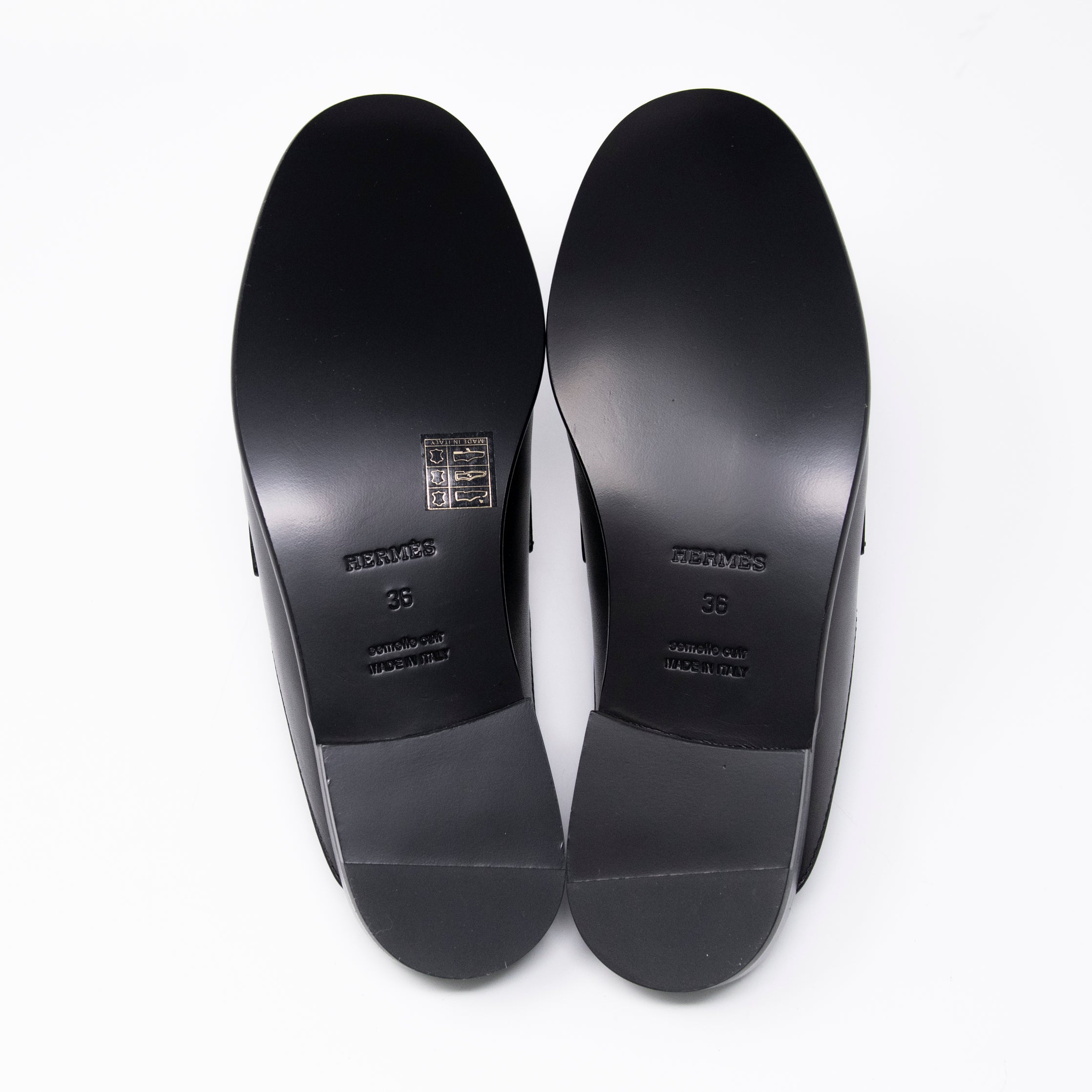 Hermes Noir Iota Mules 36