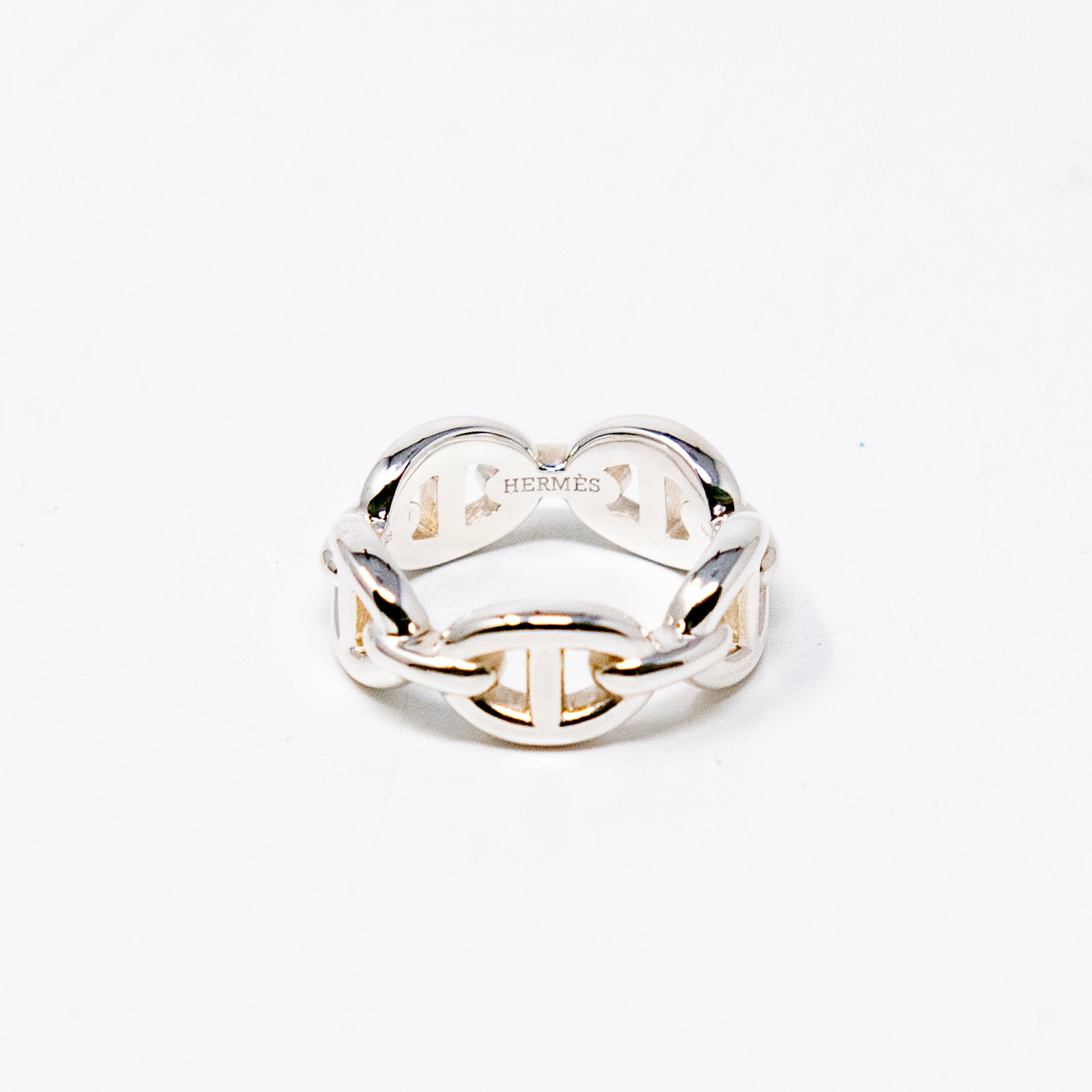 Hermes Silver Chaine d'ancre Enchainee Ring 51