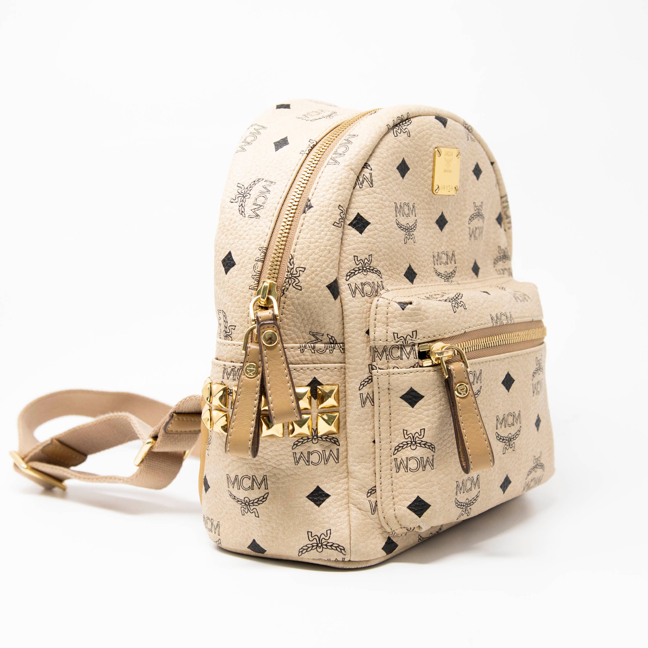 MCM Beige Mini Stark Backpack