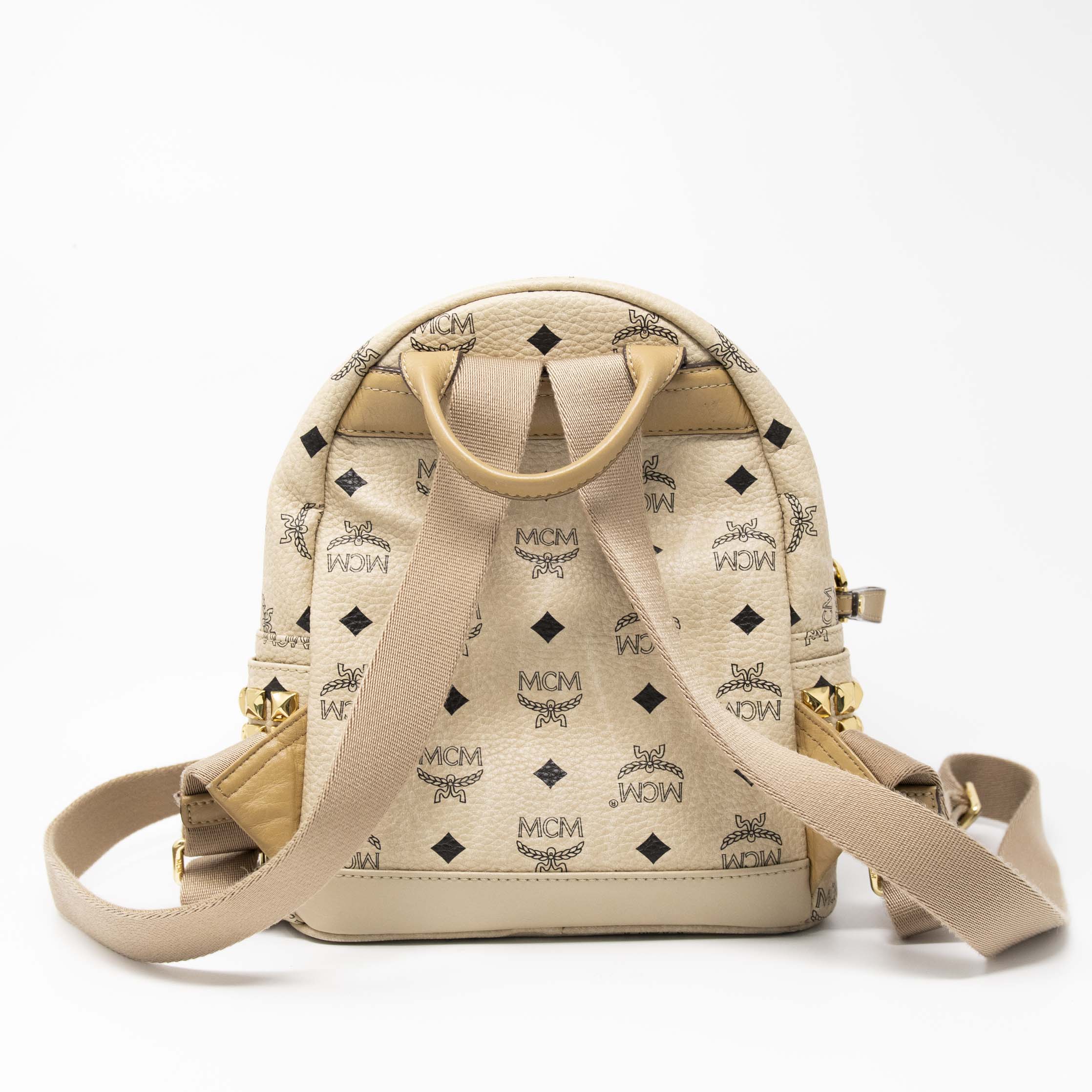 MCM Beige Mini Stark Backpack